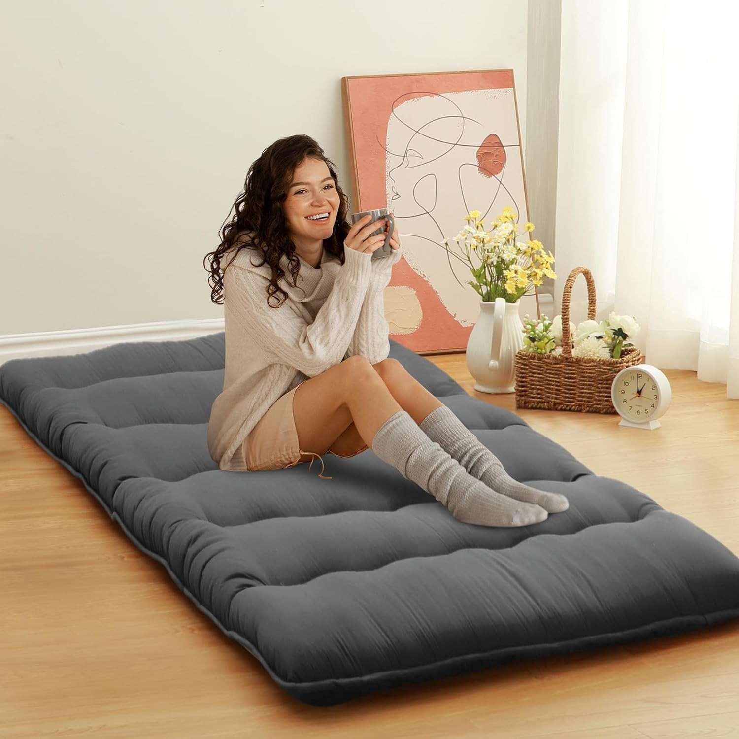 39″ x 80″ Twin Size Japanese Floor Mattress Potable Sleeping Camping Mat Pad