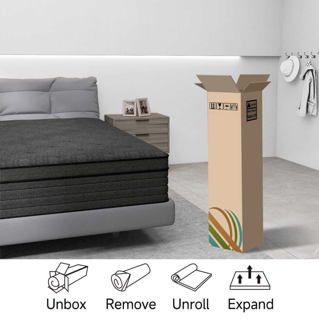 12″14″ Mattress in A Box Twin Full Queen King Size Hybrid Foam InnerSpring Black