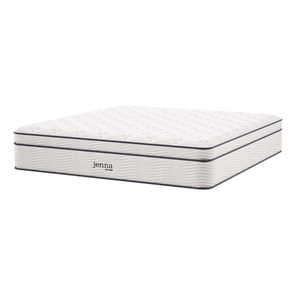 Modway Jenna 14″ Modern Innerspring and Foam King Mattress in White