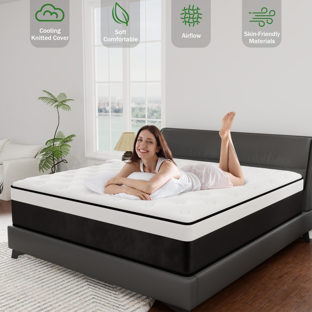 12 Inch Queen Size Mattress Gel Memory Foam Pocket Spring Hybrid Medium Firm Bed