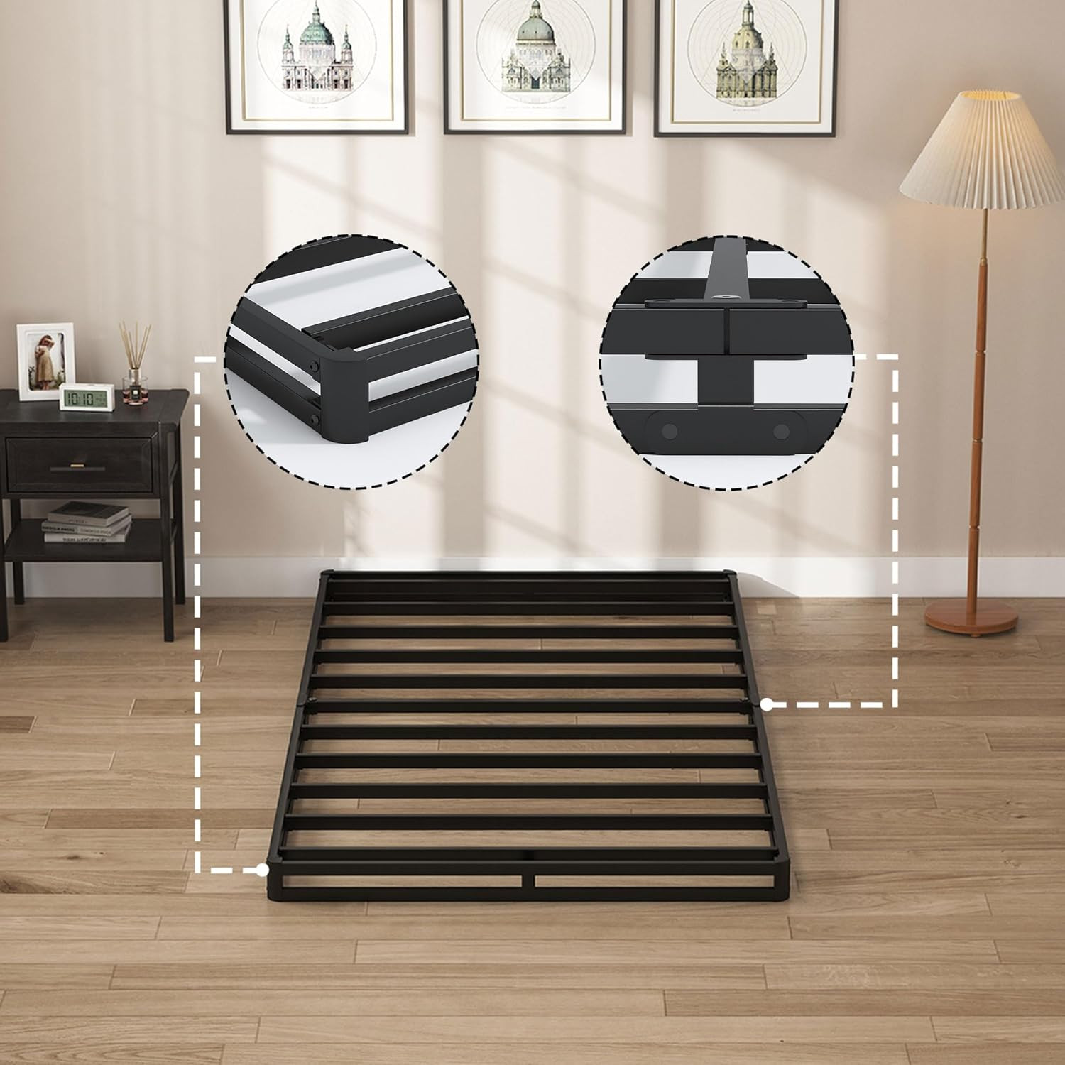 Low Profile Twin Box Spring – 3 Inch Heavy Duty Metal Bed Base with Cover