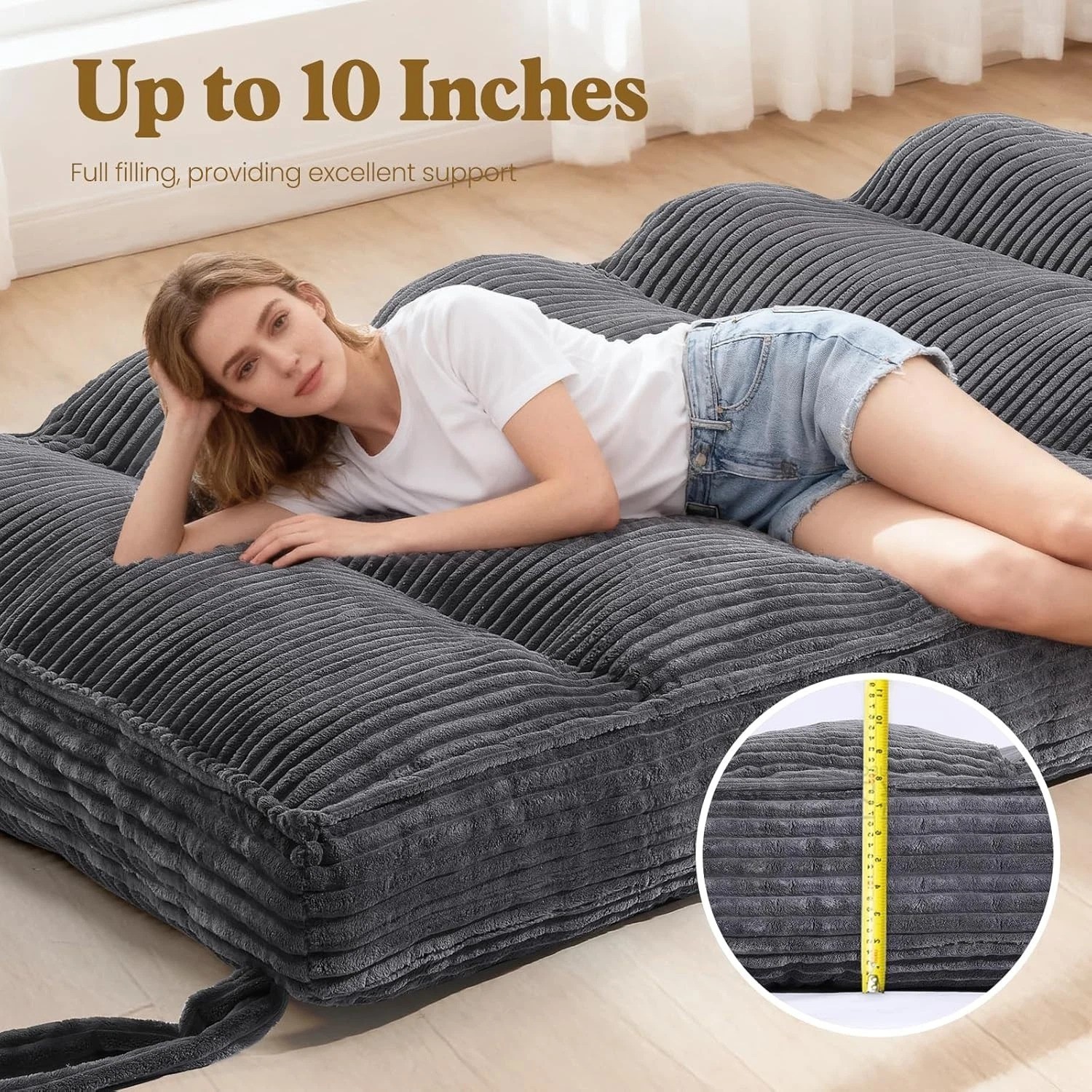 10″ Queen Futon Mattress – Soft & Supportive Folding Sofa Bed for Every Space