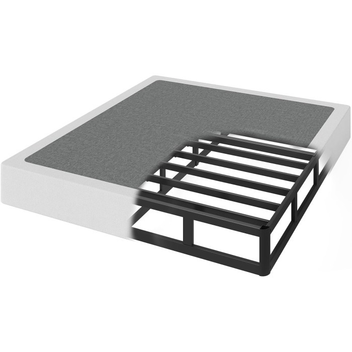 9 Inch White Queen Size Fabric Cover Metal Base Box Spring Foundation Base