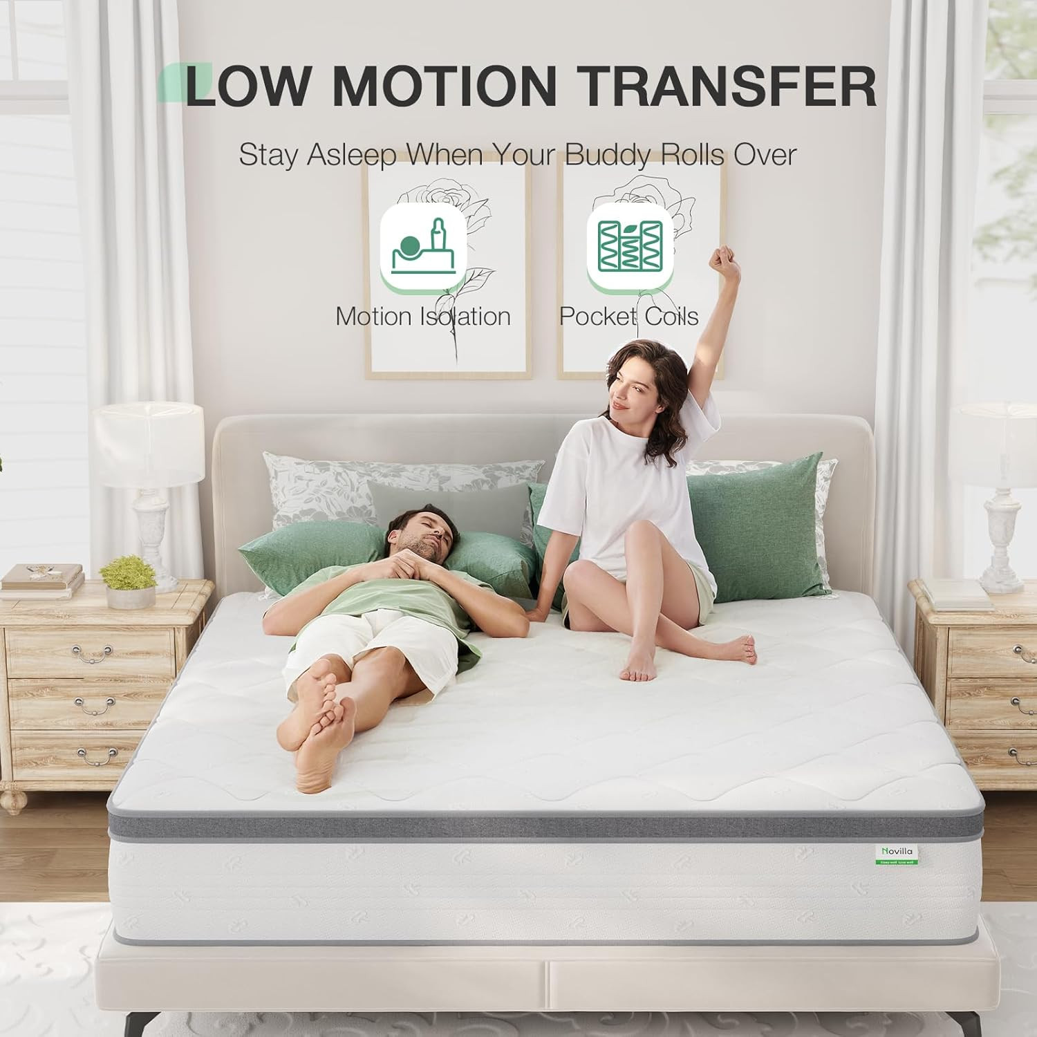 Queen Mattress 14 Inch, Queen Size Hybrid Mattress in a Box, Foam Pillowtop Matt