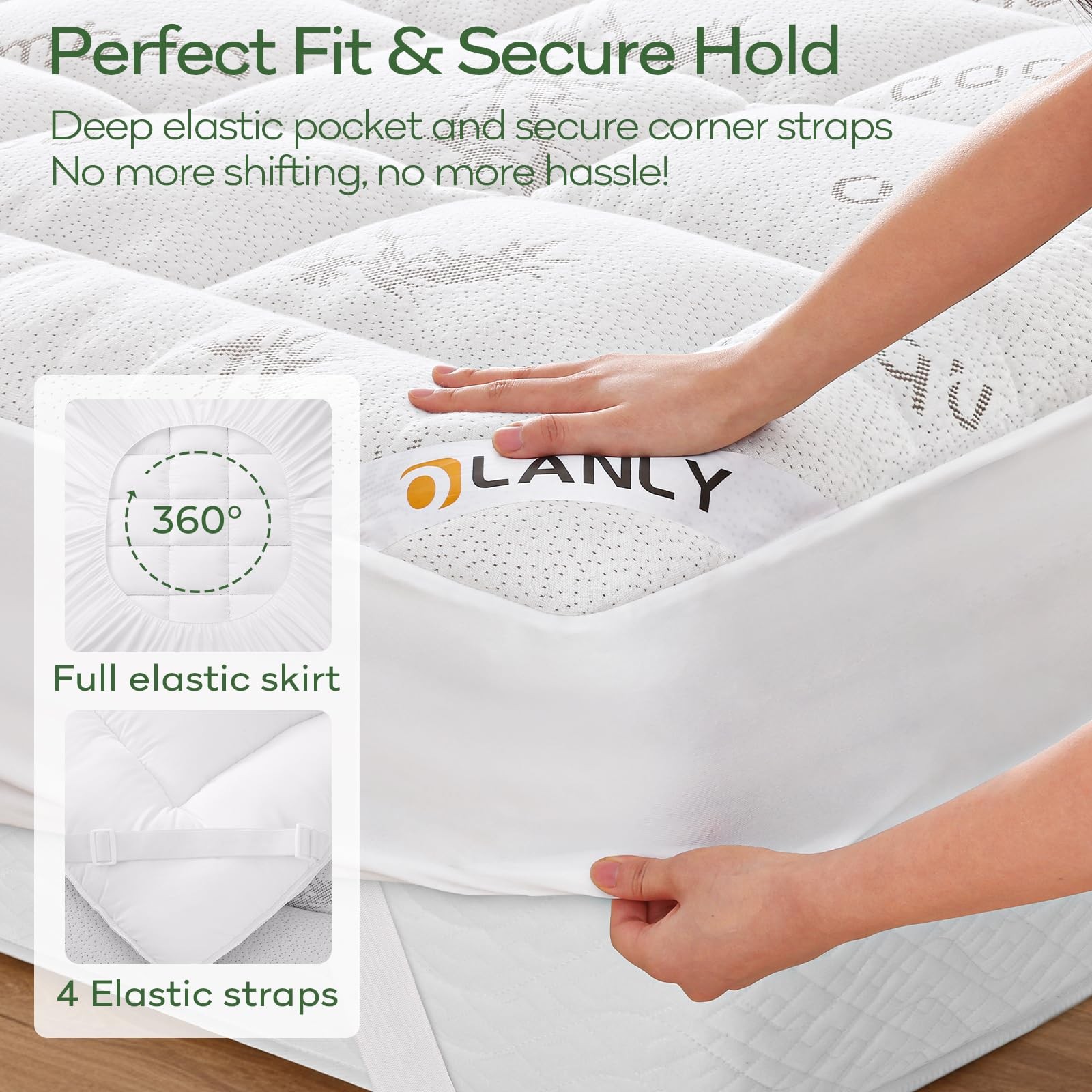 Queen Mattress Topper, Viscose Cooling Pillow Top Mattress Pad, Soft Plush Do…
