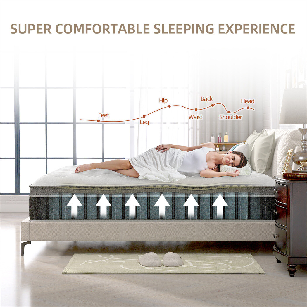 10″ 12″ 14″ Twin Full Queen King Mattress Hybrid Memory Foam Spring Bed In A Box