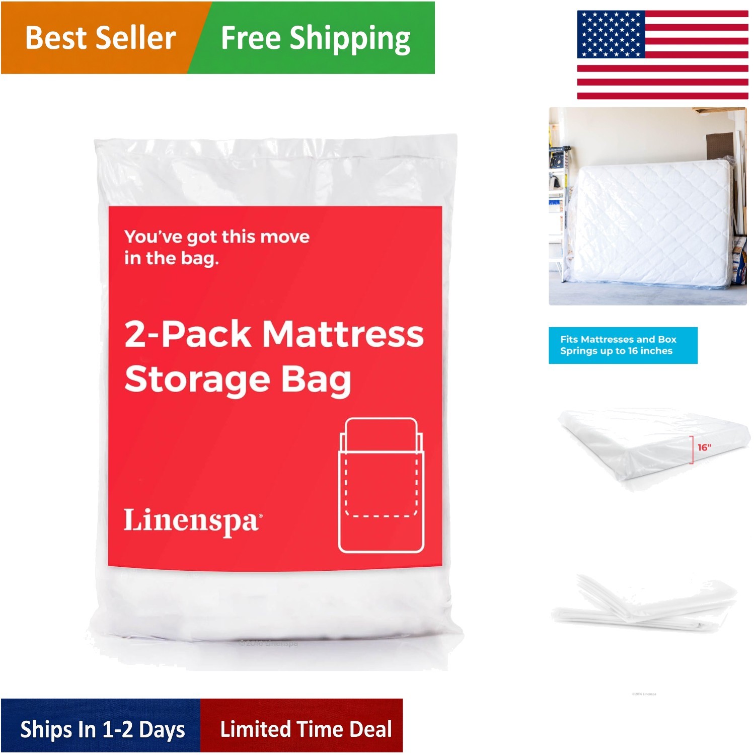 Waterproof Mattress Bags for King/Cal King – 2 Count Durable Storage Solution
