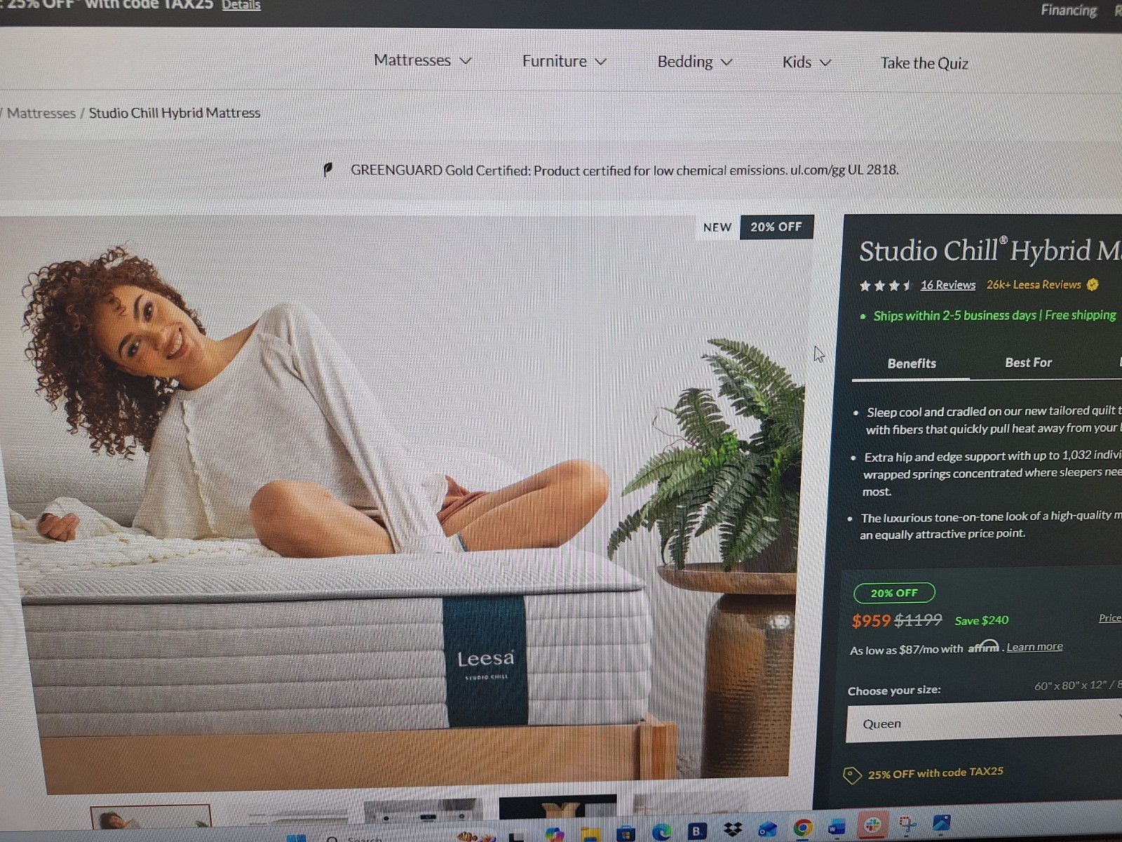 Queen size mattress in a box