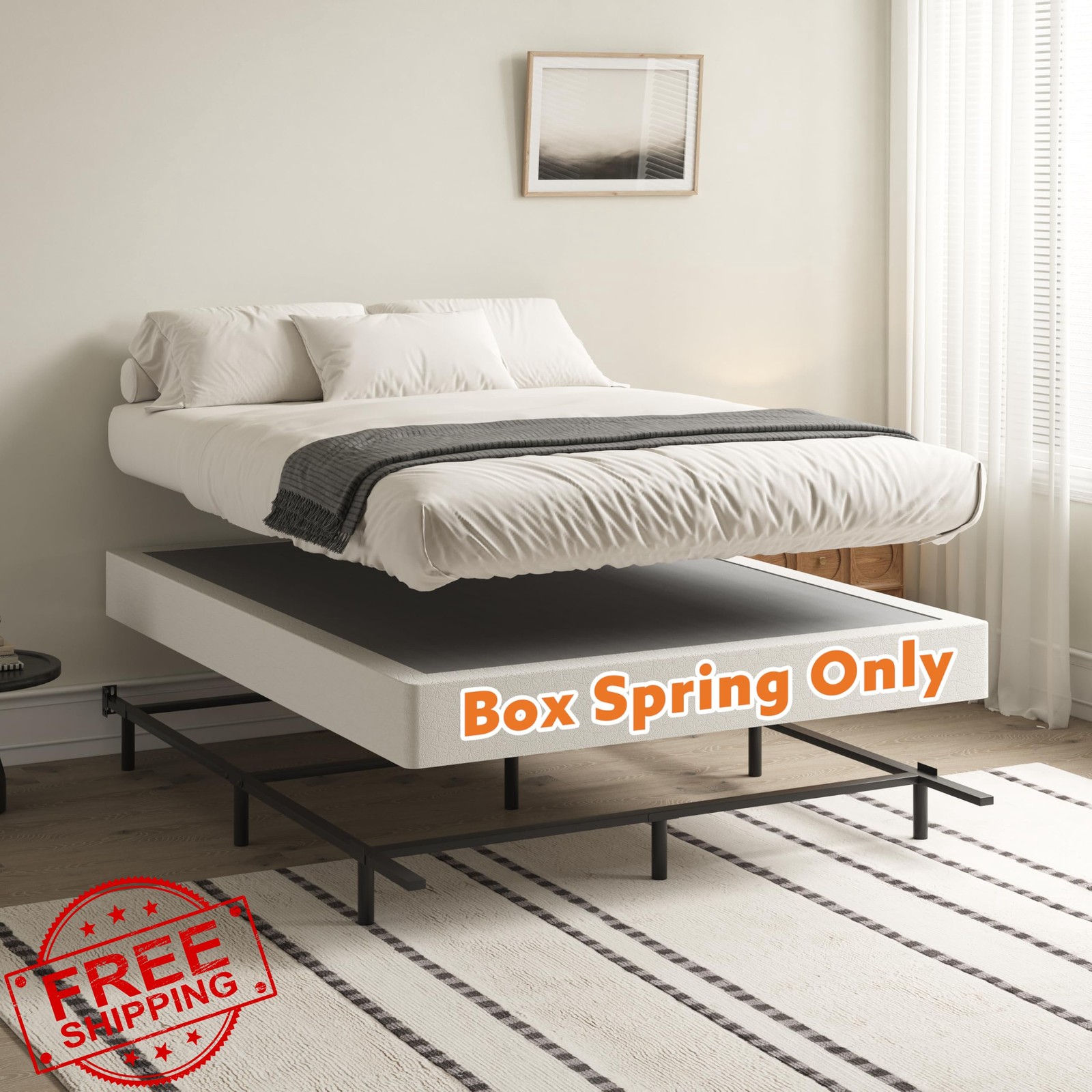 ZASHONT King 7″ Box Spring Foundation Metal Mattress Support