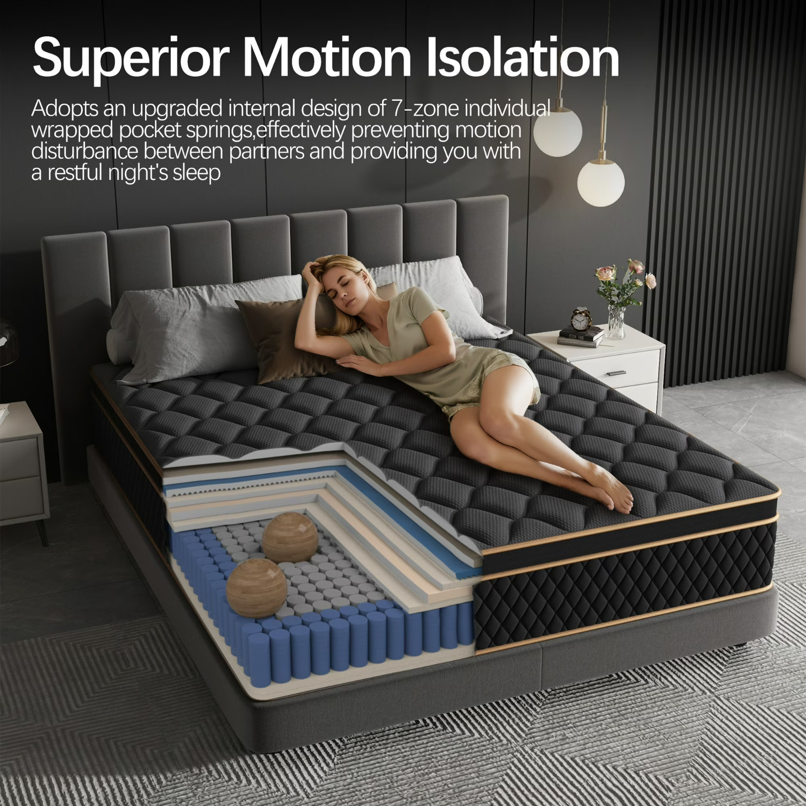 12″ Colchon King Gel Memory Foam Hibrido Cama King Medium Firm Mattress Hybrid