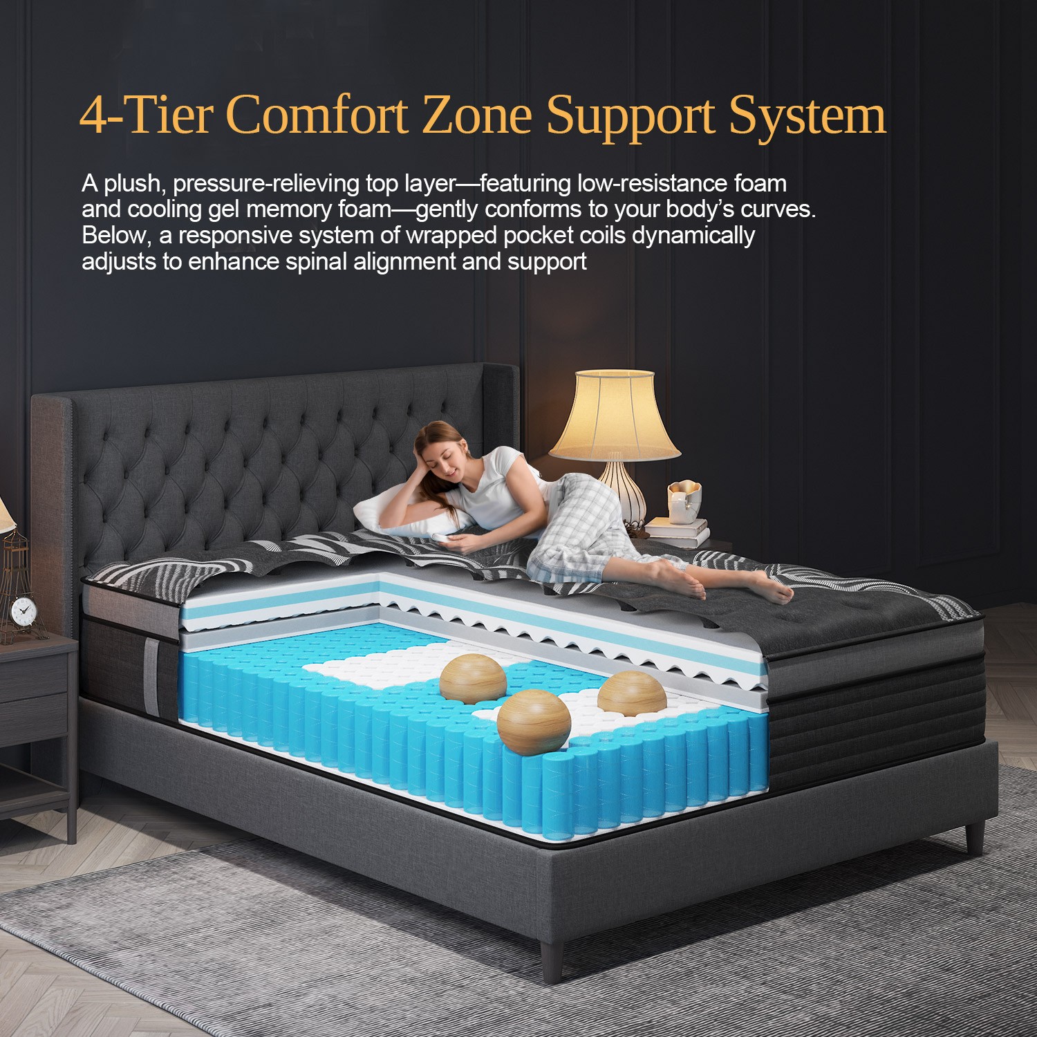 12″ 14″Twin Full Queen King Size Gel Memory Foam Spring Mattress In A Box