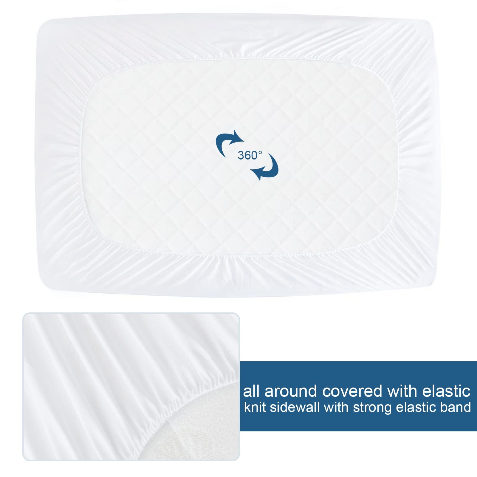 Twin Mattress Protector Waterproof Soft & Breathable Terry, Twin, White
