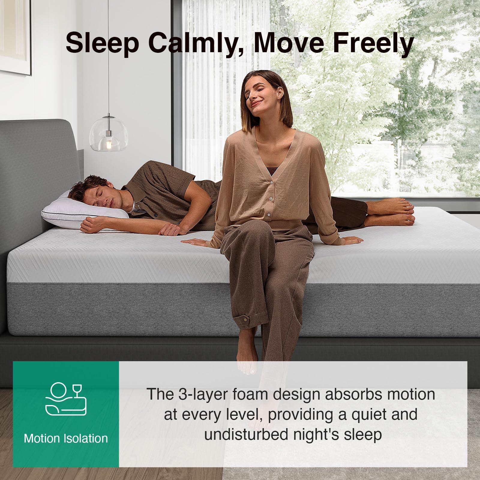14 Inch King Mattress Box Pressure Relieving Grey Comfort Foam