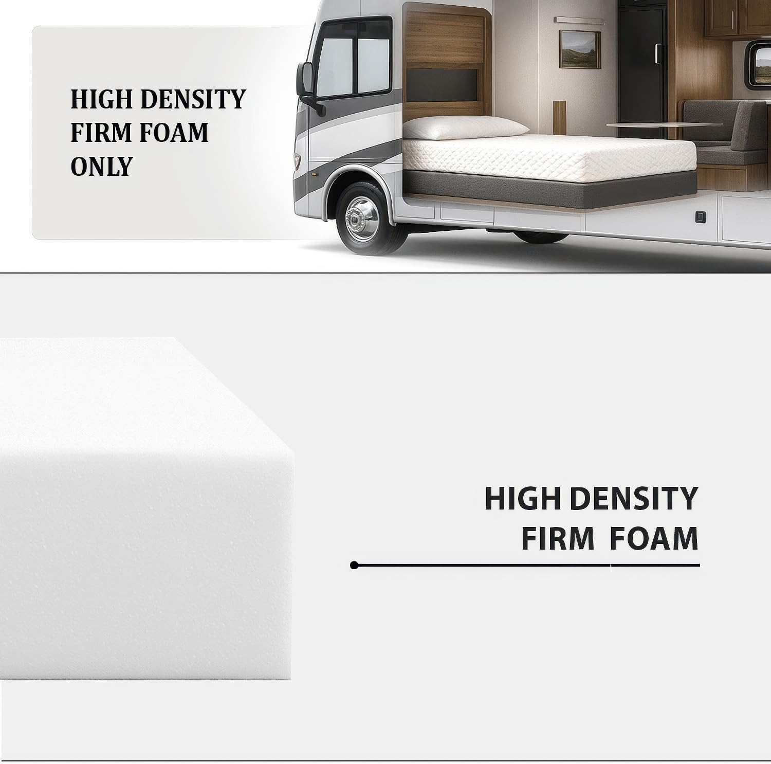High Density RV Bunk Mattress 3″ X 28″ X 72″ – Firm & Durable, USA Made