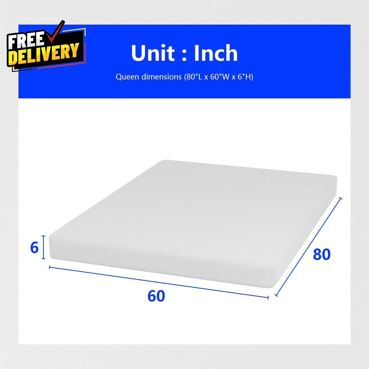 6 Inch Queen Mattress Medium Firm Base Foam Mattress Removable Washable Zipper..