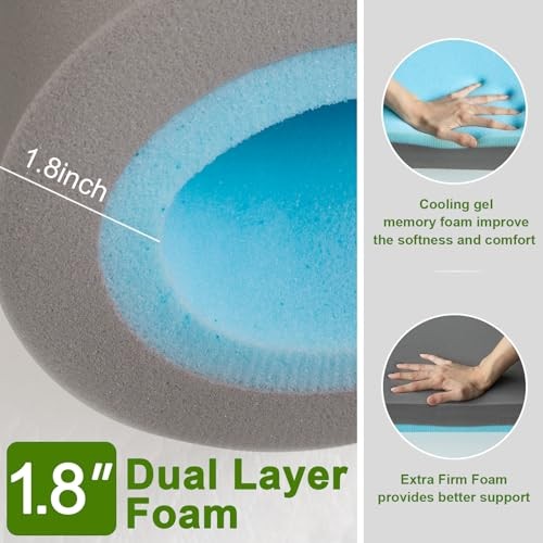 Pillow Top Mattress Topper Size, 4.5” Cooling Dual Layer Full Dual Layer Topper