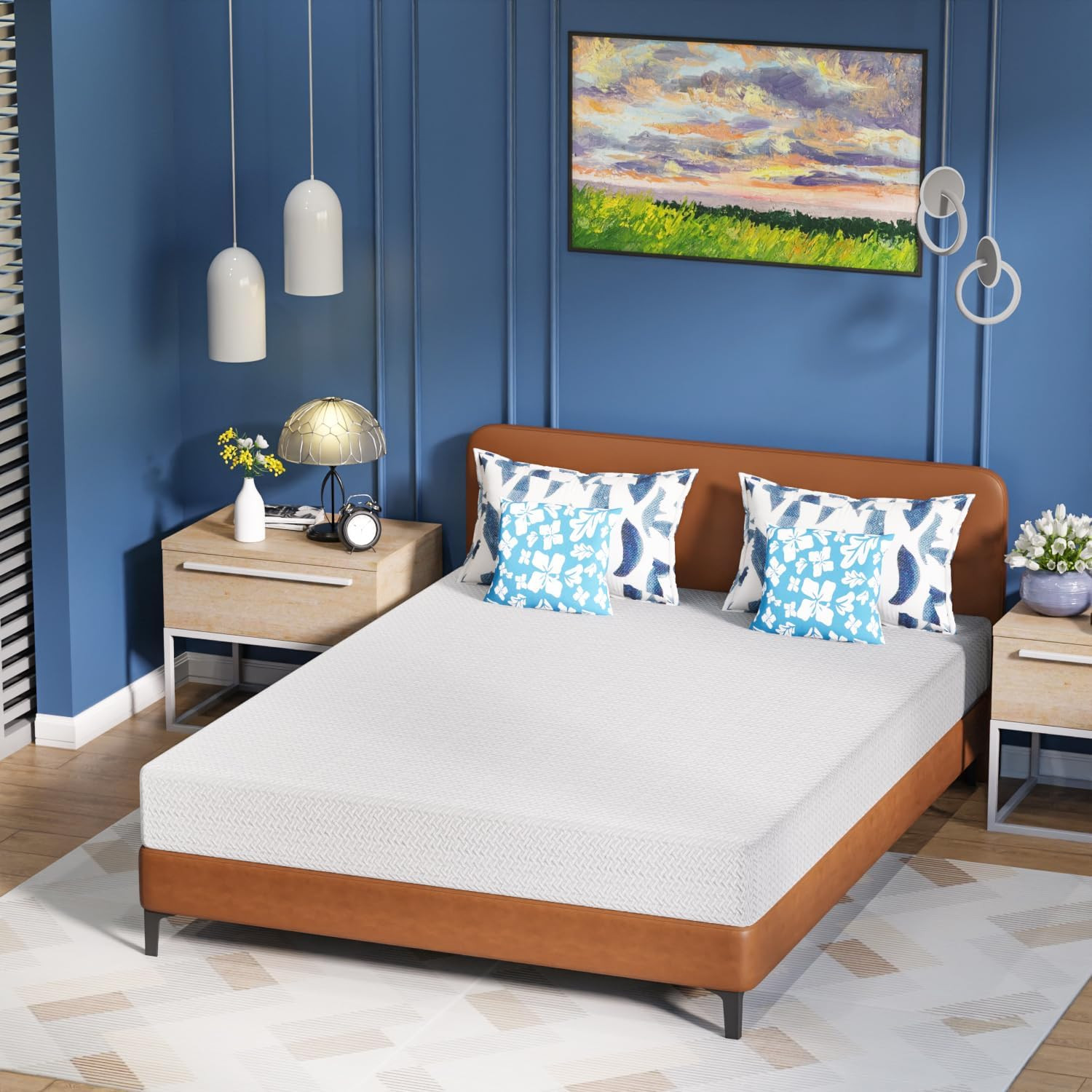 5 Inch Green Tea Full Cooling Gel Memory Foam Mattress/Medium-Firm Mattress for