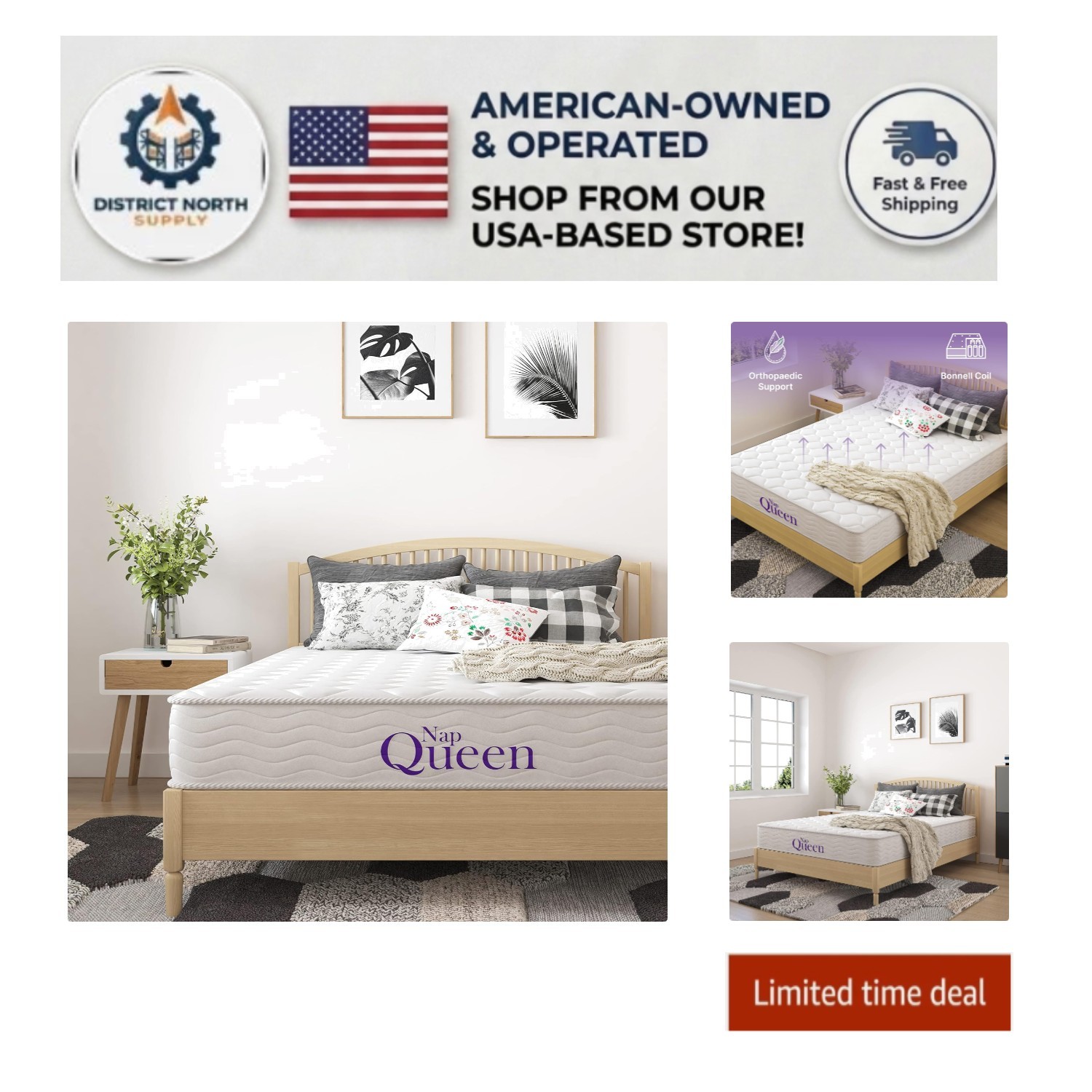Water Resistant 8 Inch Bonnell Coil Queen Mattress – Memory Foam Comfort