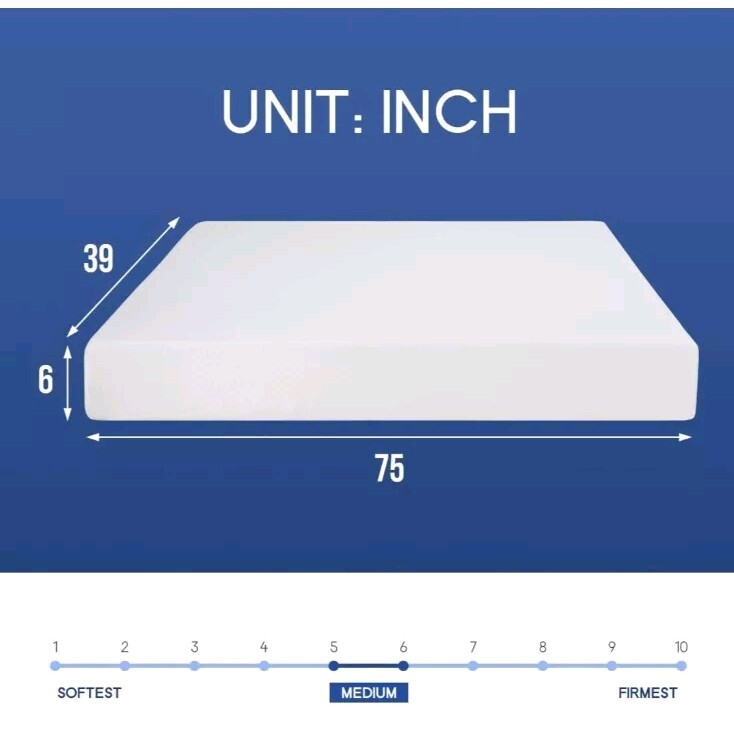 FDW 6″ Modern Style Memory Foam Narrow Twin Mattress in White