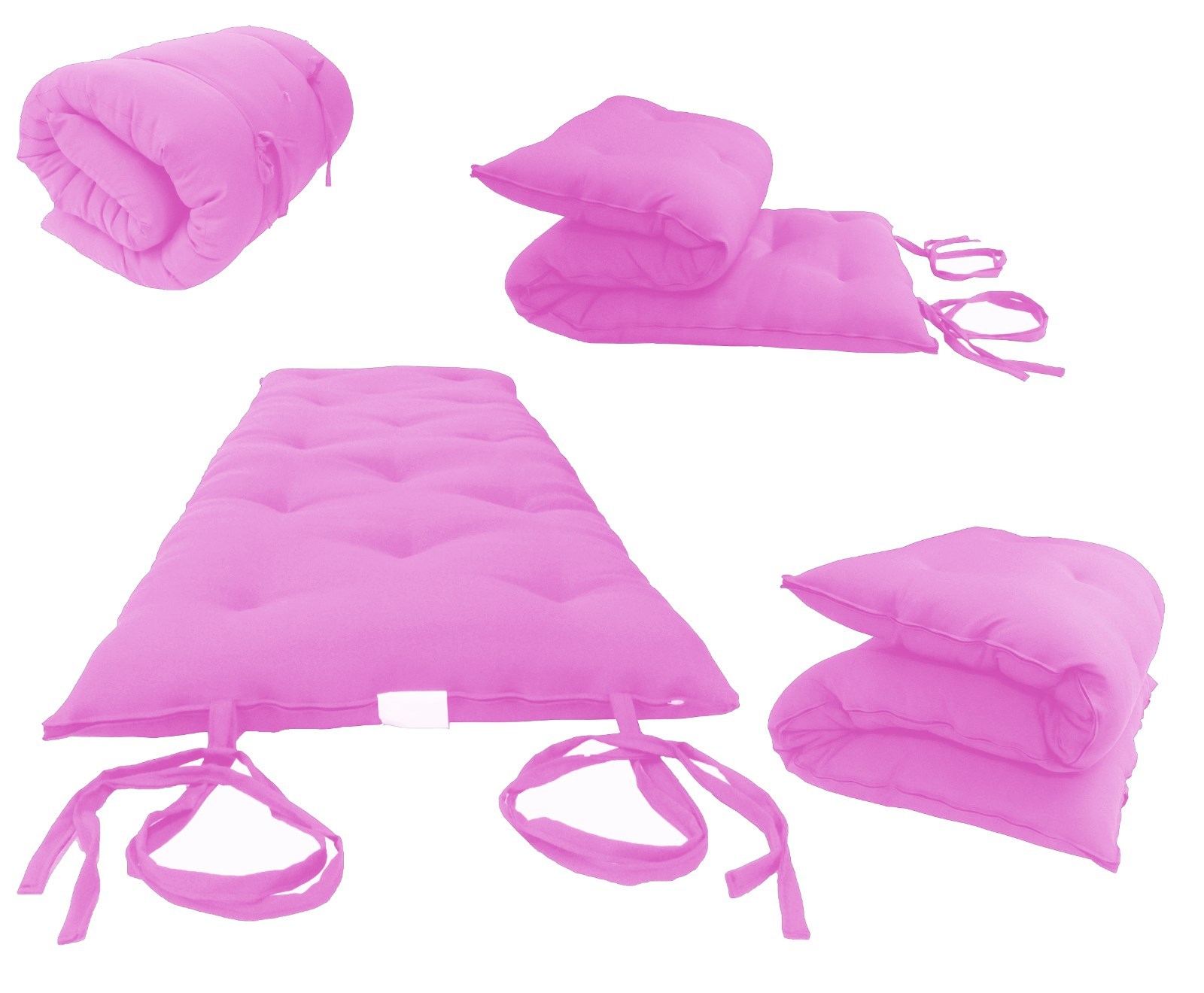 Pink Full Traditional Japanese Floor Rolling Futon Mattresses, Tatami, mats