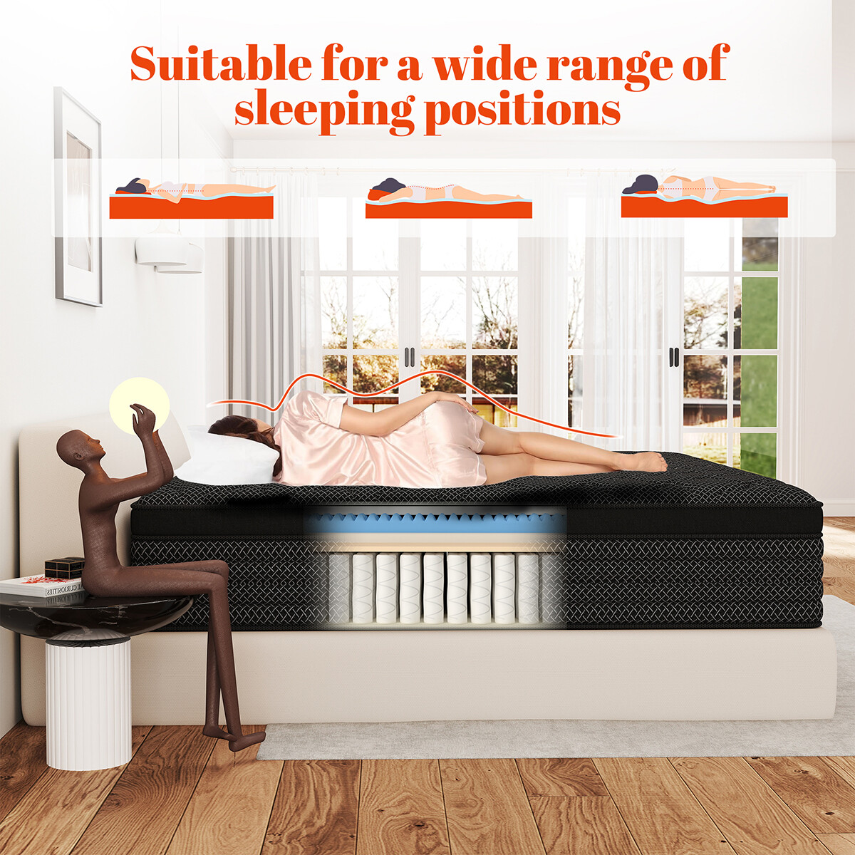 12″/14″ Hybrid Mattress In a Box Memory Foam Springs Twin Full Queen King Size