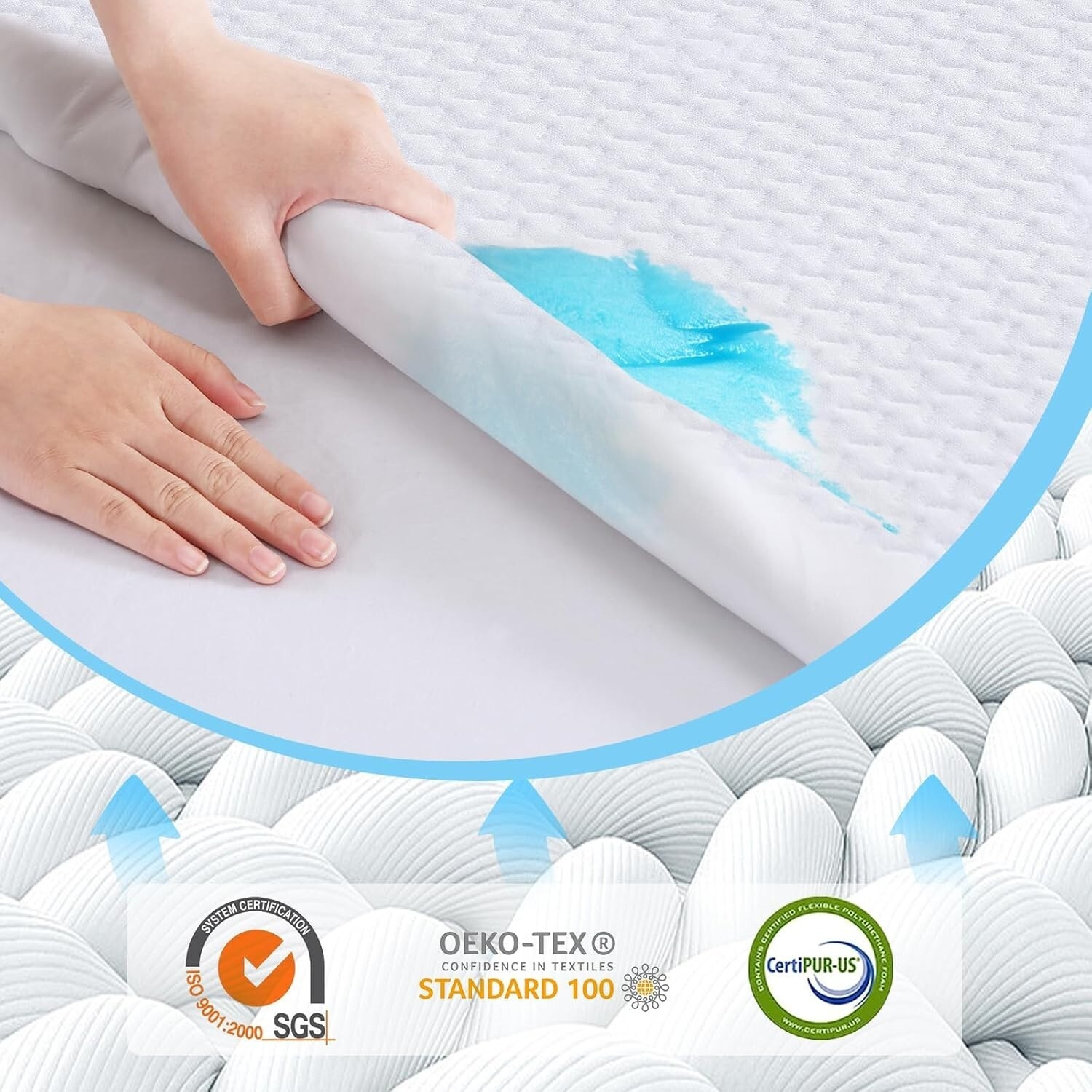 Colchon Espuma de Memoria Capa de Gel en Caja Queen Acolchado Mattress protector