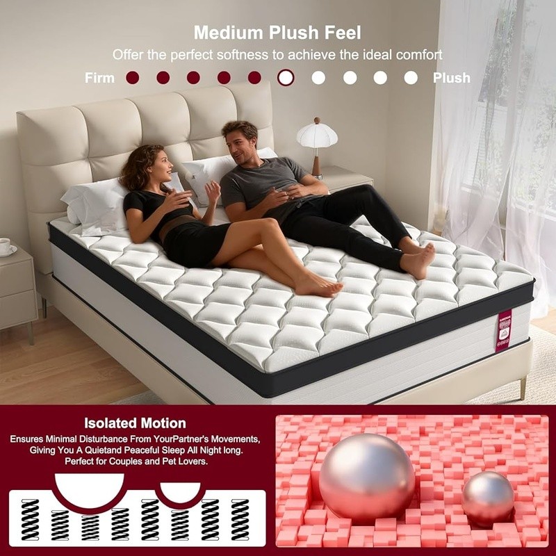 10 Inch Full Mattress Cooling Motion Isolation Edge Support Firm Sleep Comfort
