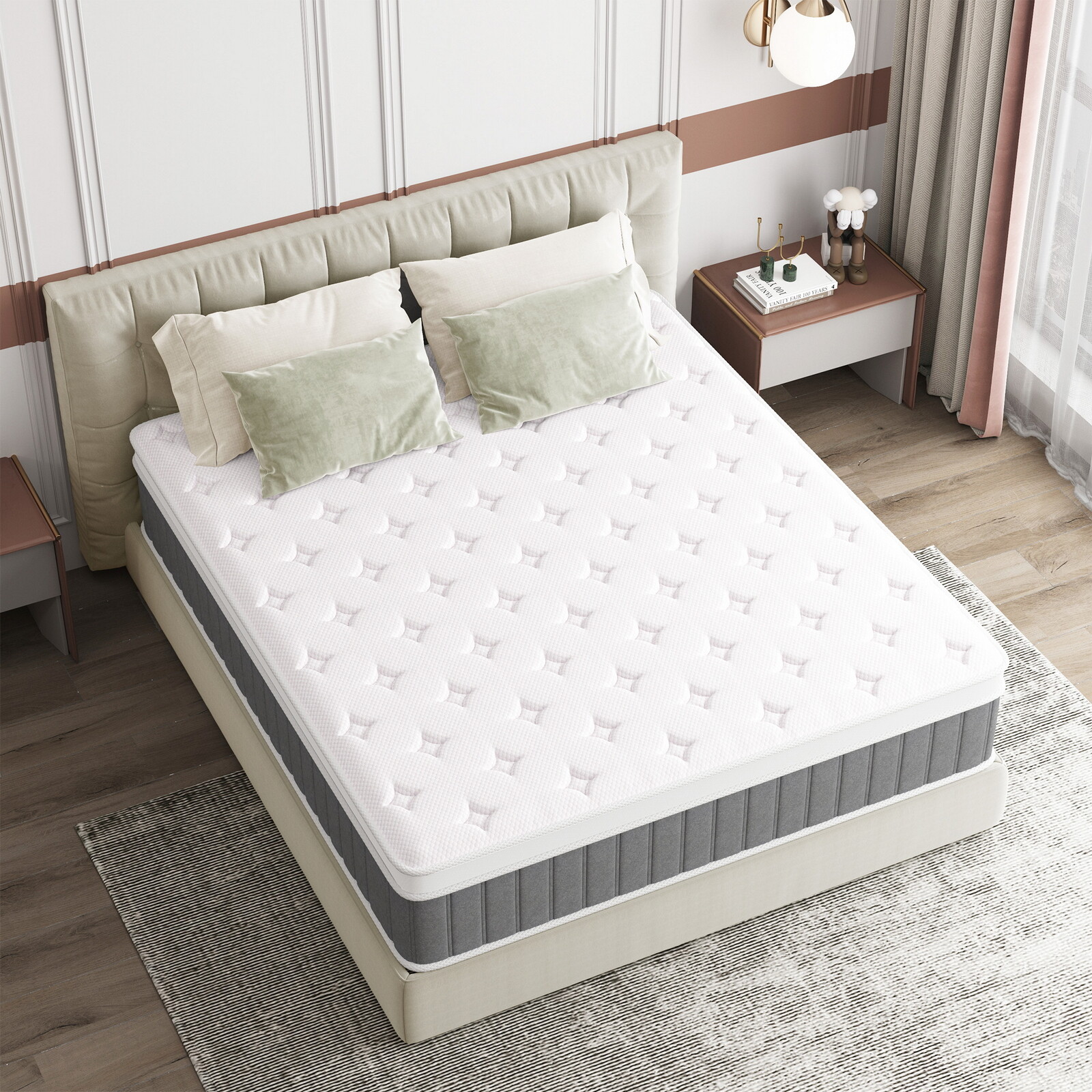 10″ 12″ 14″ Hybrid Spring Gel Memory Queen Mattress Twin Full King Size In A Box