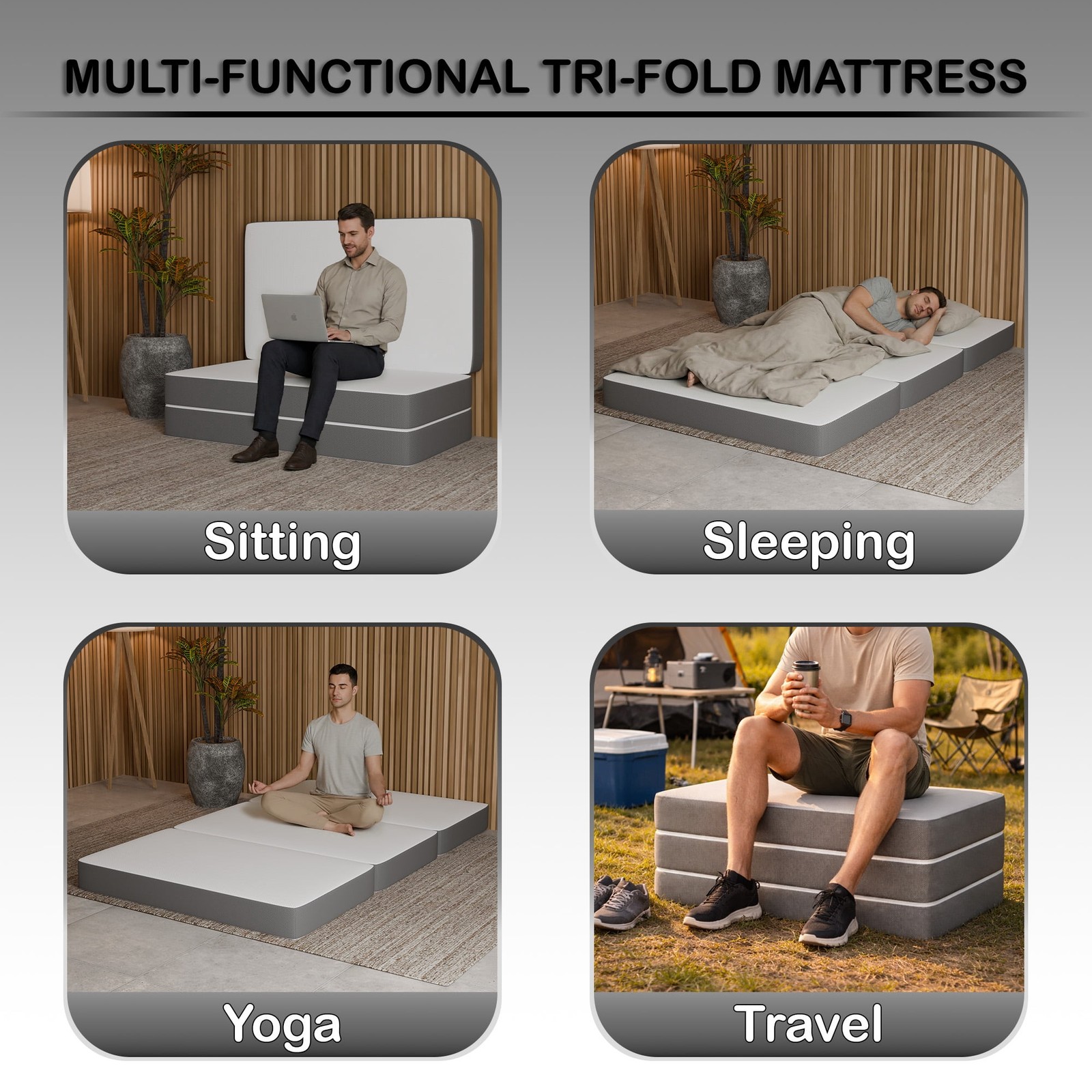 Sleep Sunset, 3” Trifold Memory Foam Mattress, 25-inch, Non-Standard Size.