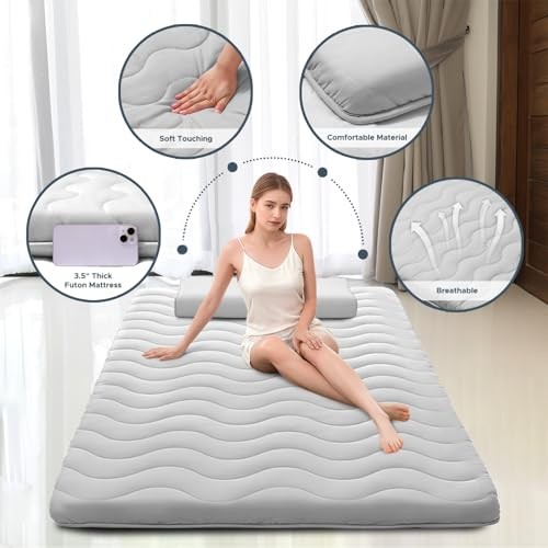 Japanese Floor Mattress, 100% High Density Comfortable Queen( 80 x 60 ) Grey