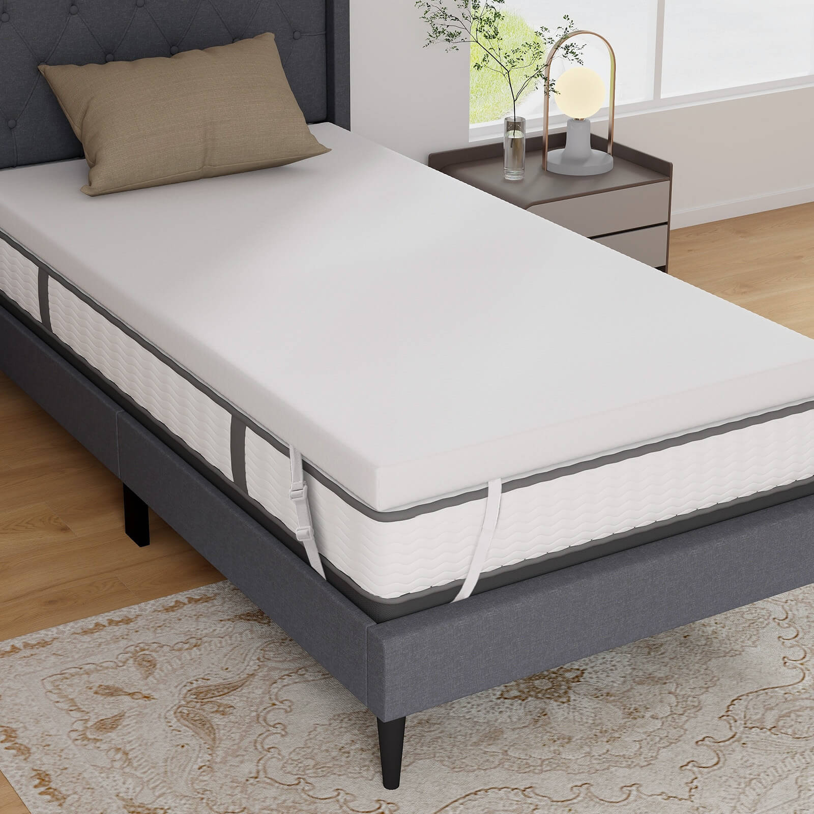 3″ Gel-Infused Memory Foam Mattress Topper w/ Removable & Washable Cover Twin