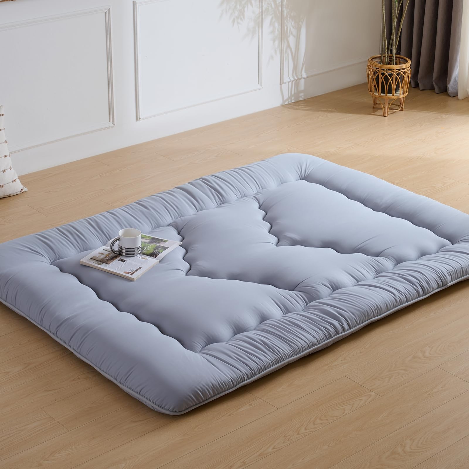 Japanese Floor Mattress, 3.5″ Thicken Futon Mattress Tatami Mat, High Density…