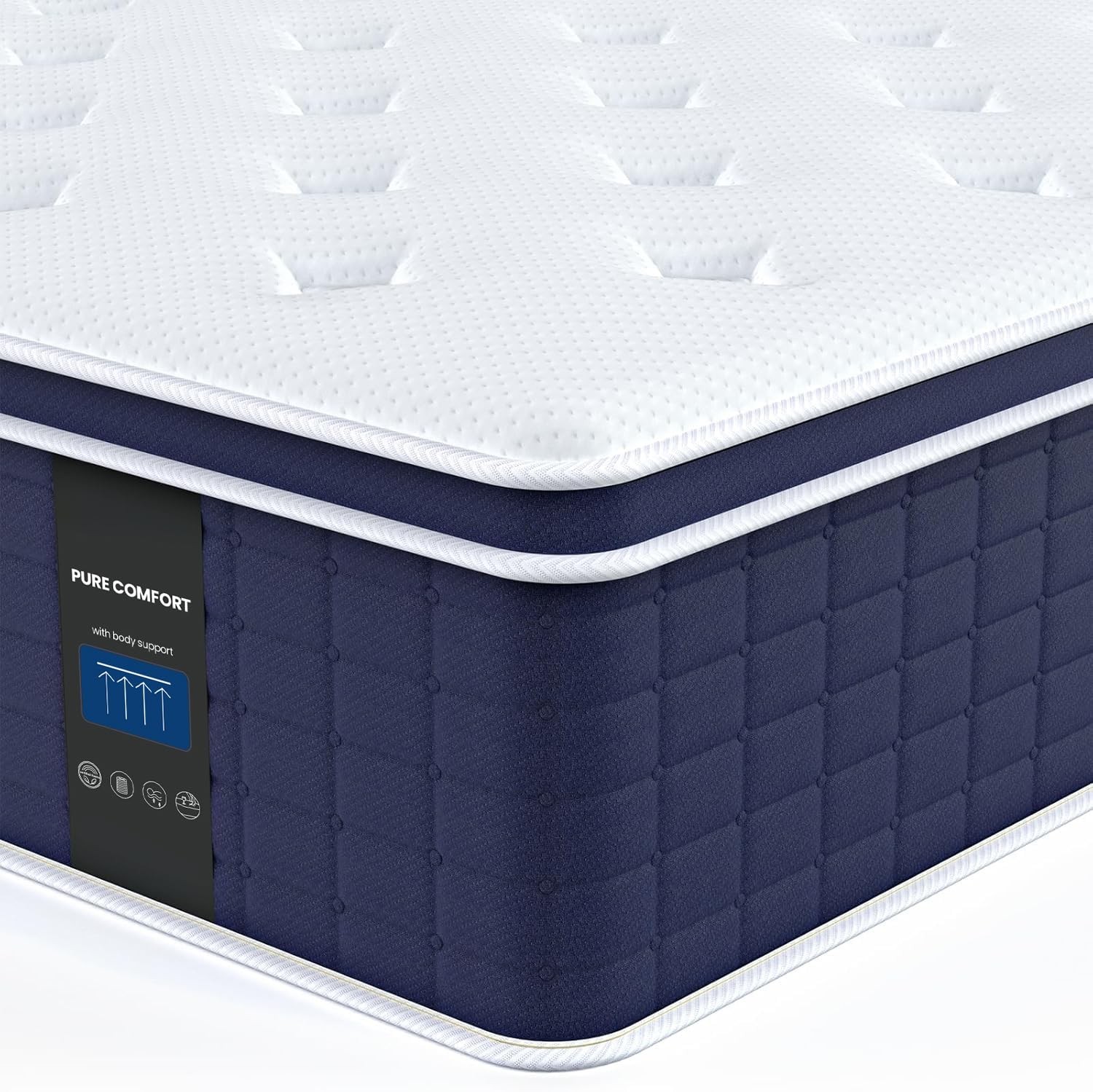 King Size Mattress 14 Inch Cooling Hybrid Medium Firm Support Pocket Spring