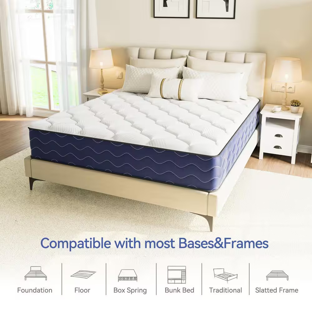 QUEEN Size Firm Memory Foam 12 In. Motion Isolation Innerspring Mattress
