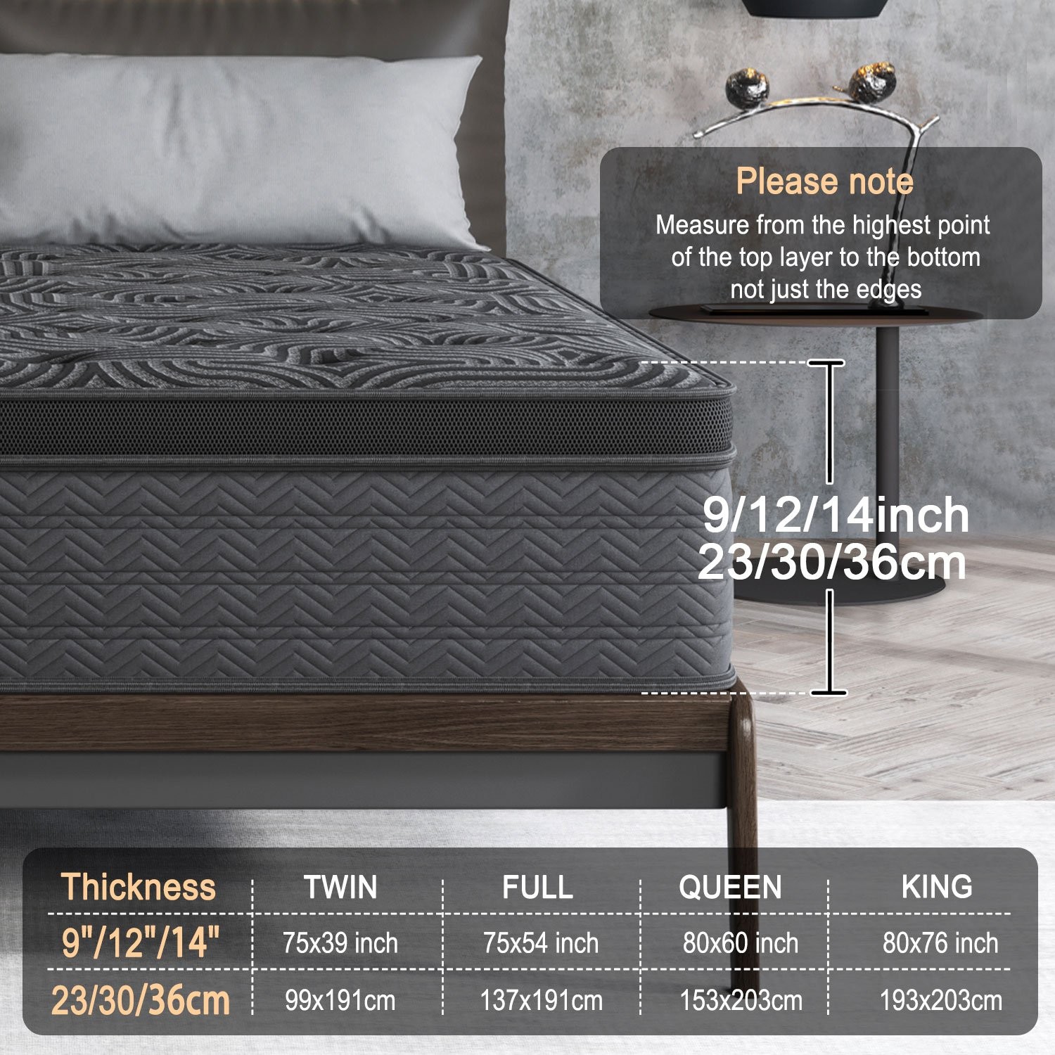 9″12″ Twin Full Queen King Size Mattress in a Box Hybrid Spring Memory Foam