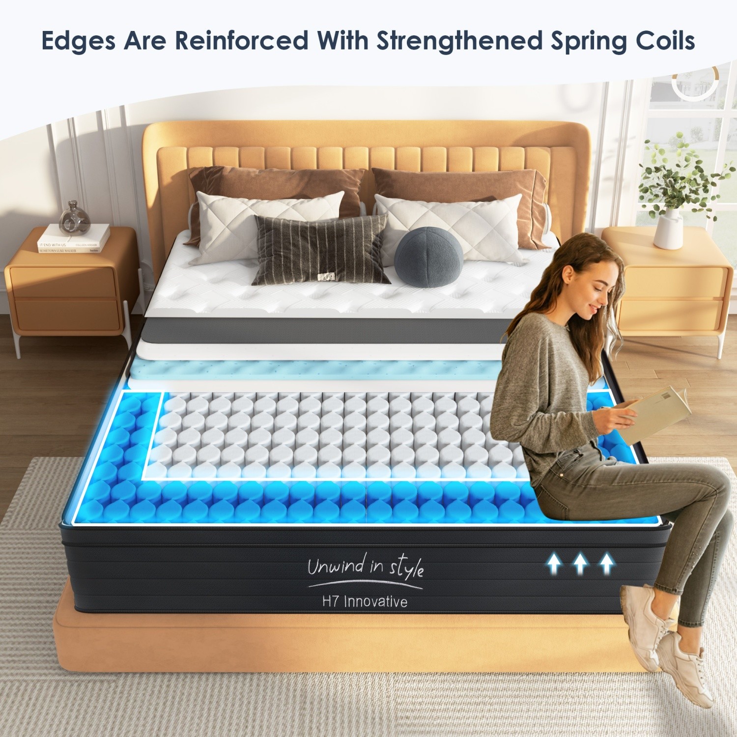 Twin/Full/Queen/King 12″ Mattress Hybrid-Pocket Springs Memory Foam CertiPUR-US