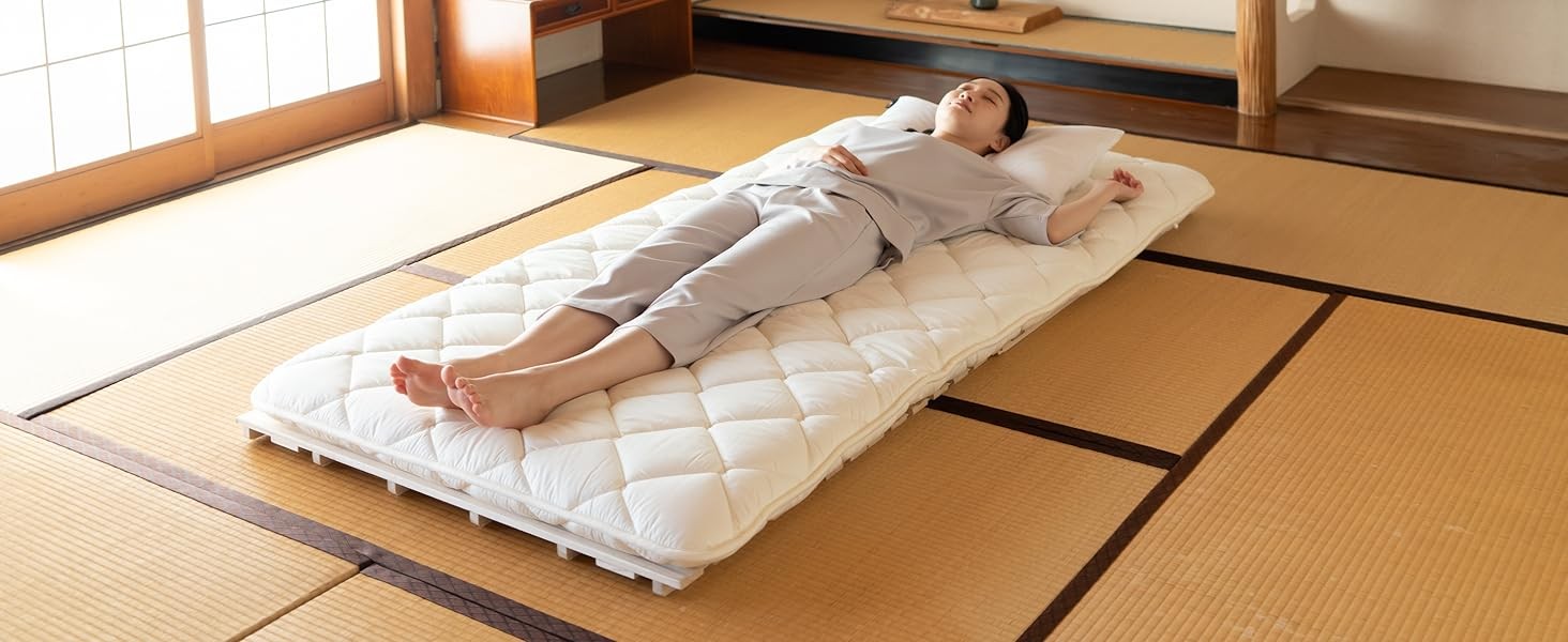 Wood Half-Fold-Type Slatted Bed Twin (38x78in) for Japanese Floor