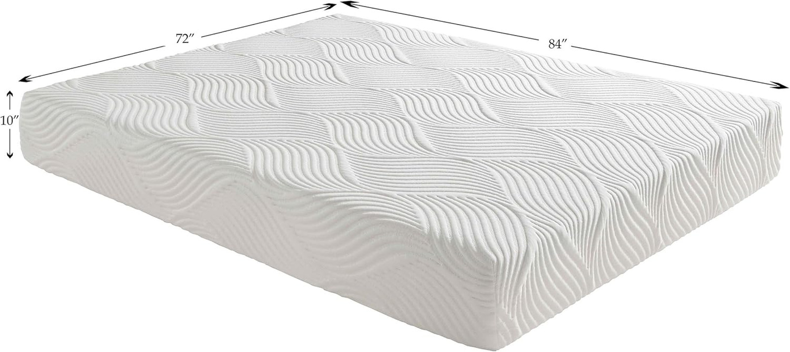 Nocturne 10″ Gel Memory Foam Mattress – California King, White