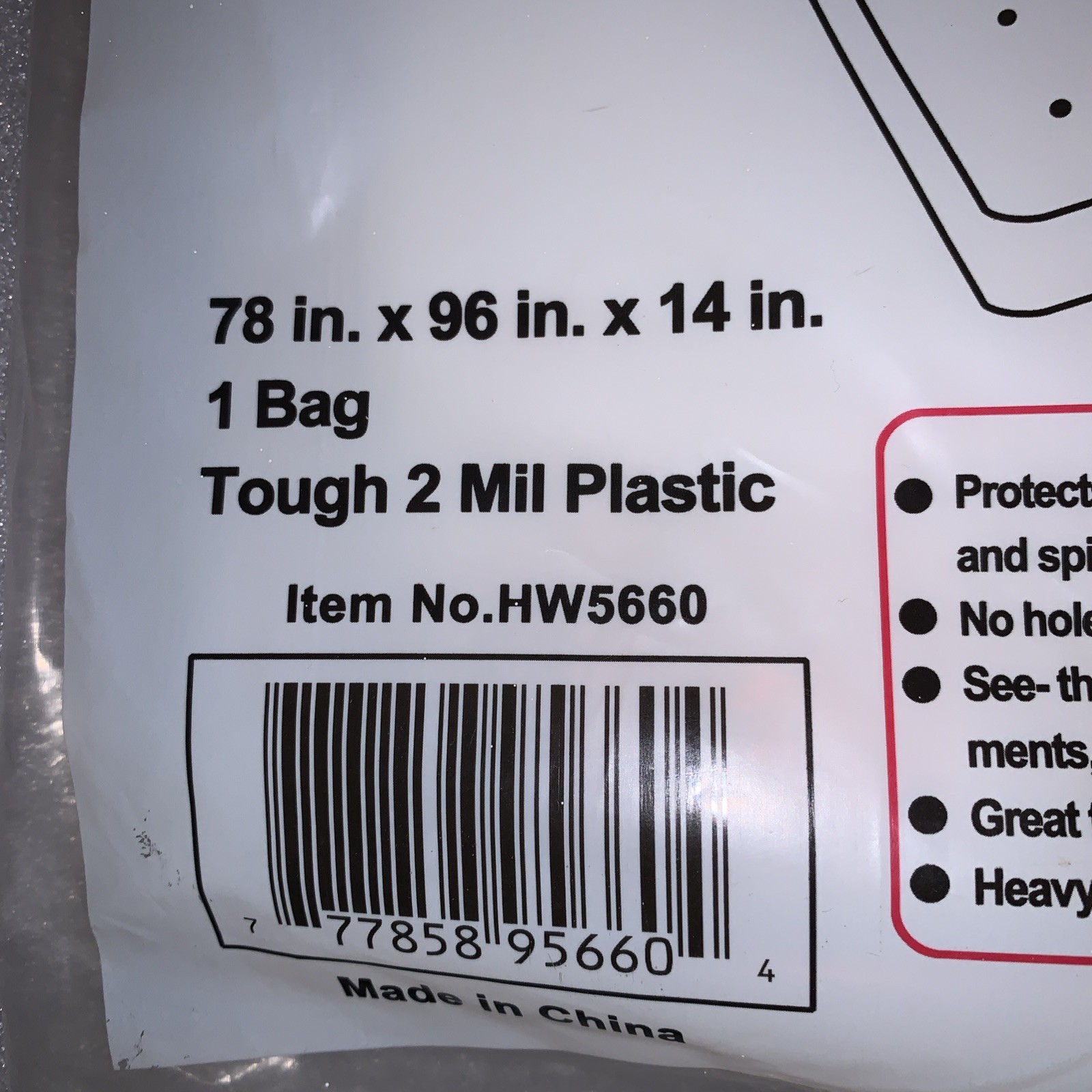 HomeRite Mattress Bag Heavy Weight 78” X 96” X 14” KING SIZE One ( 1 ) Bag