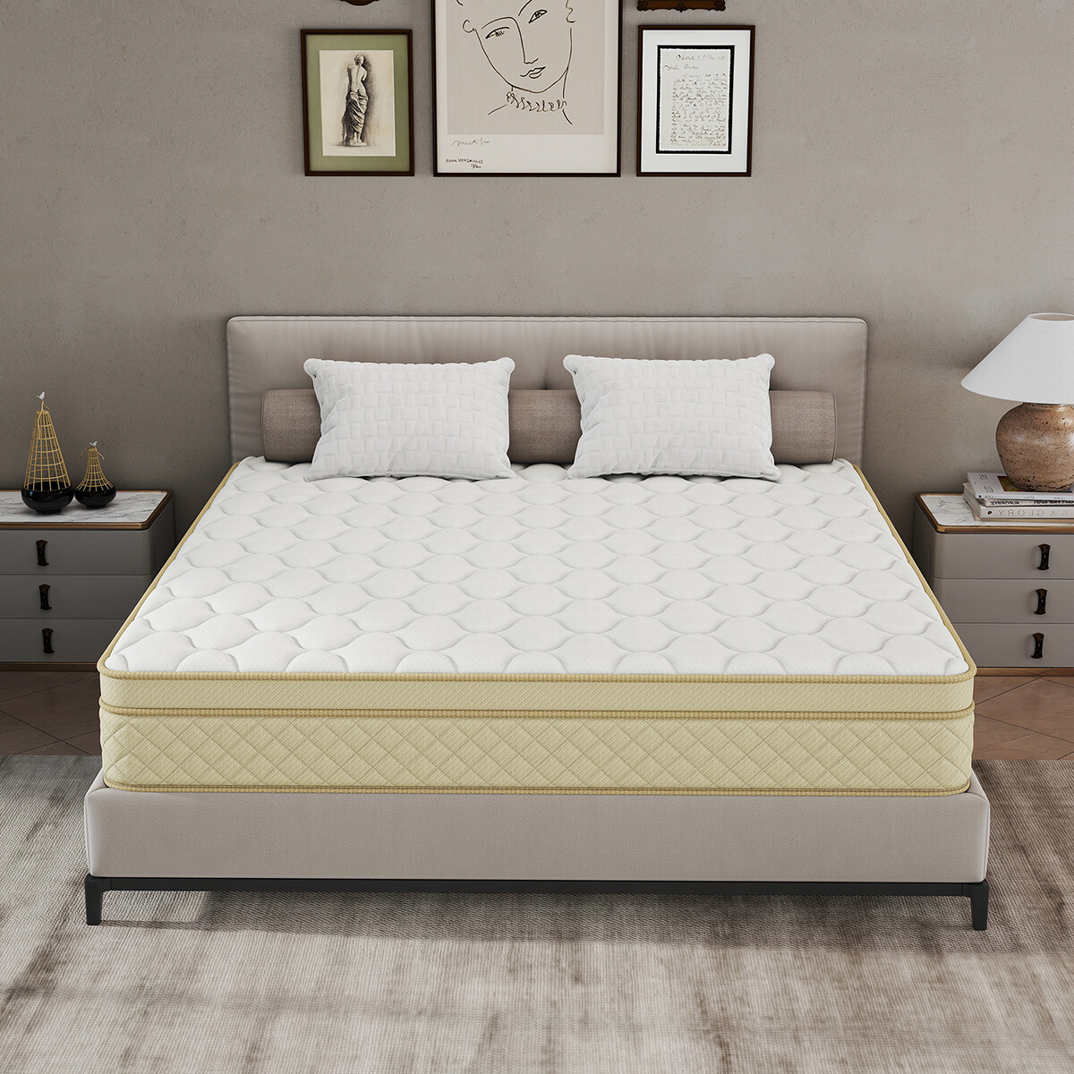 12″14″ Gel Memory Foam Mattress Hybrid Spring Twin Full Queen King Size In a Box