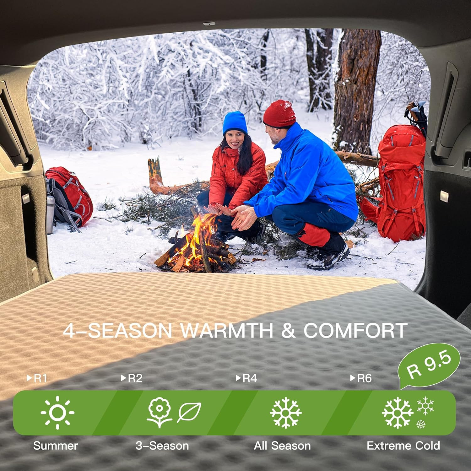 Upgraded Hybrid Foam & Air SUV Mattress with Rechargeable Built-In Pump, Quick I