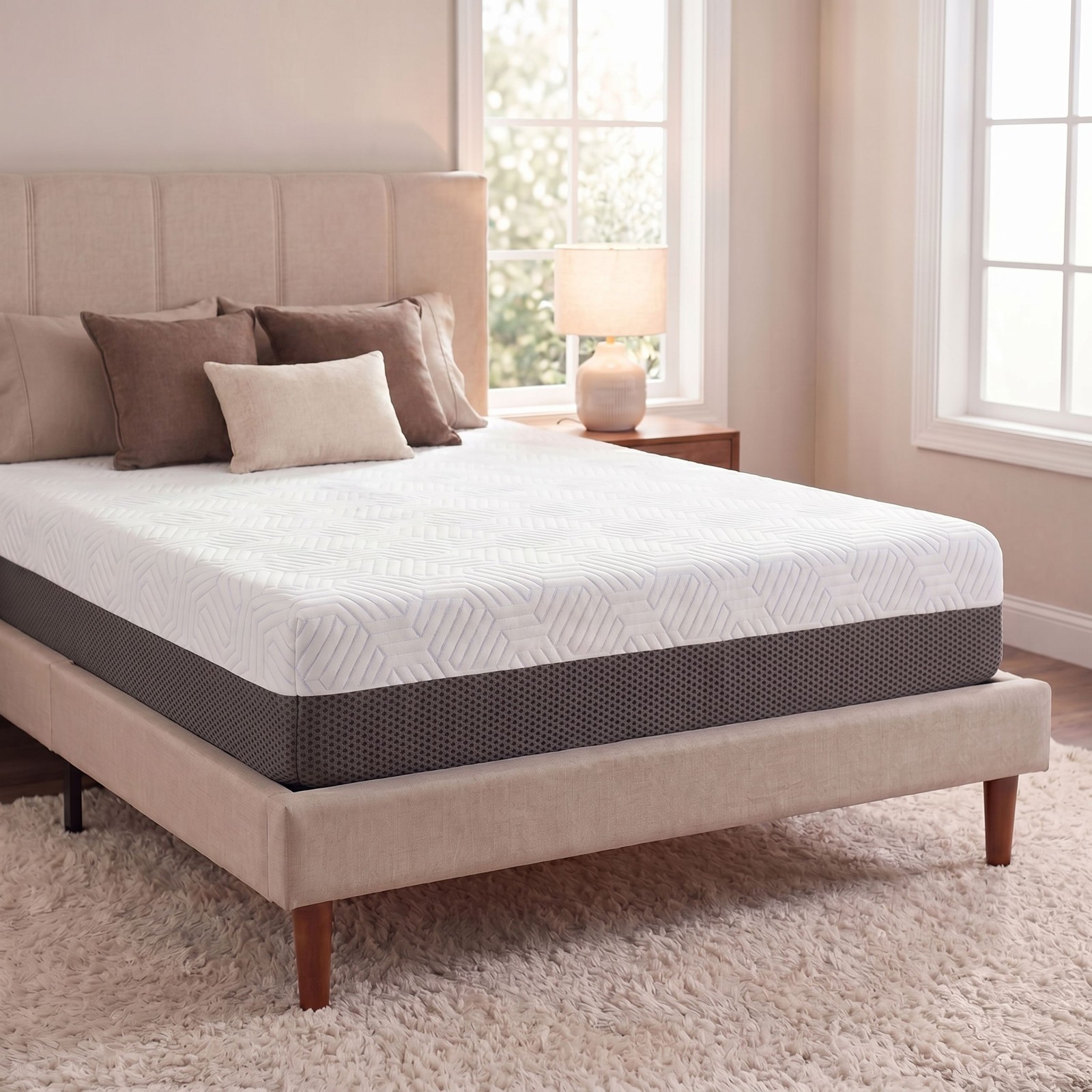 8″ Queen Firm Gel Memory Foam Mattress with Cooling Cover