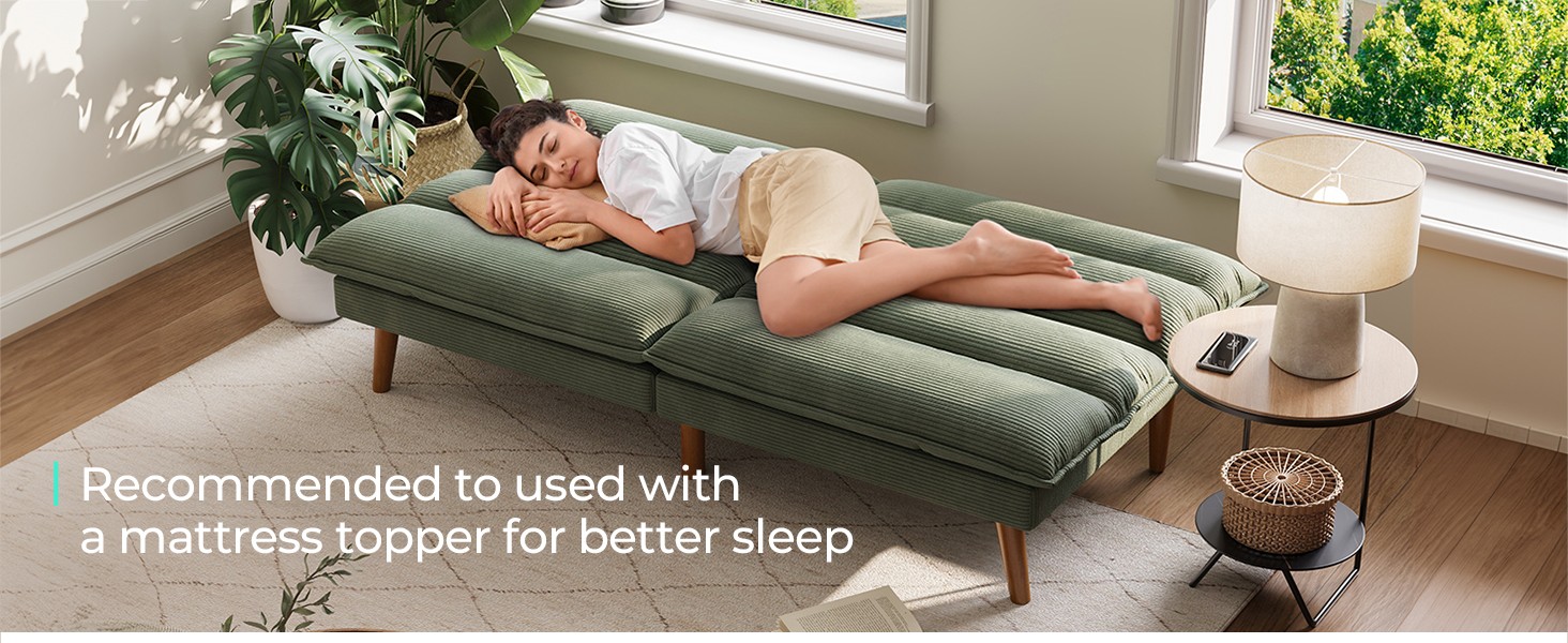 Futon Sofa Bed – Convertible Corduroy Futon Couch Bed with