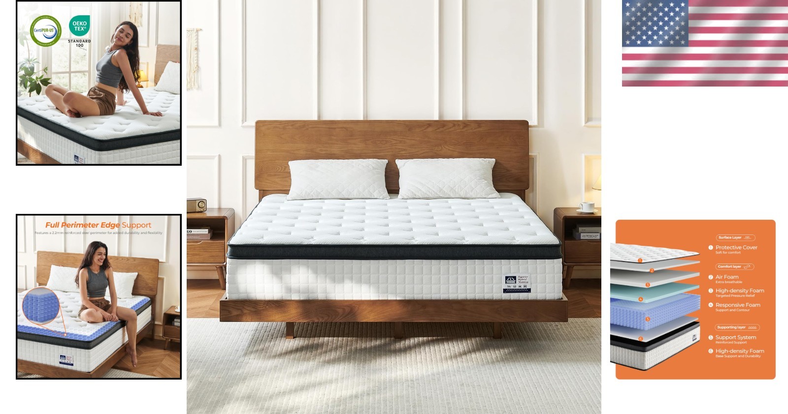12 Inch Medium Firm Full Hybrid Mattress – Breathable & Motion-Isolating Comfort