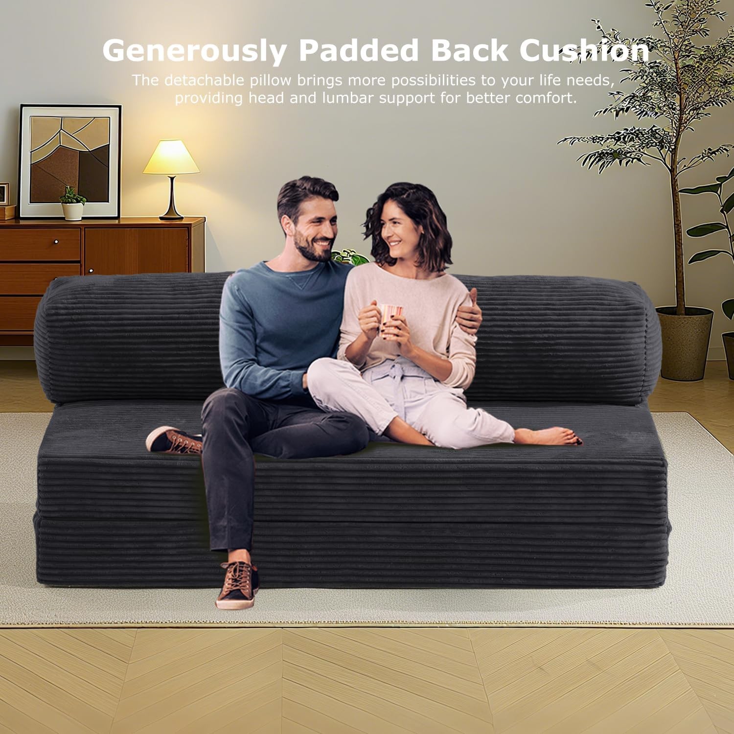 6-inch Convertible Sofa Bed, Foldable Floor Bed Sleeping Couch with