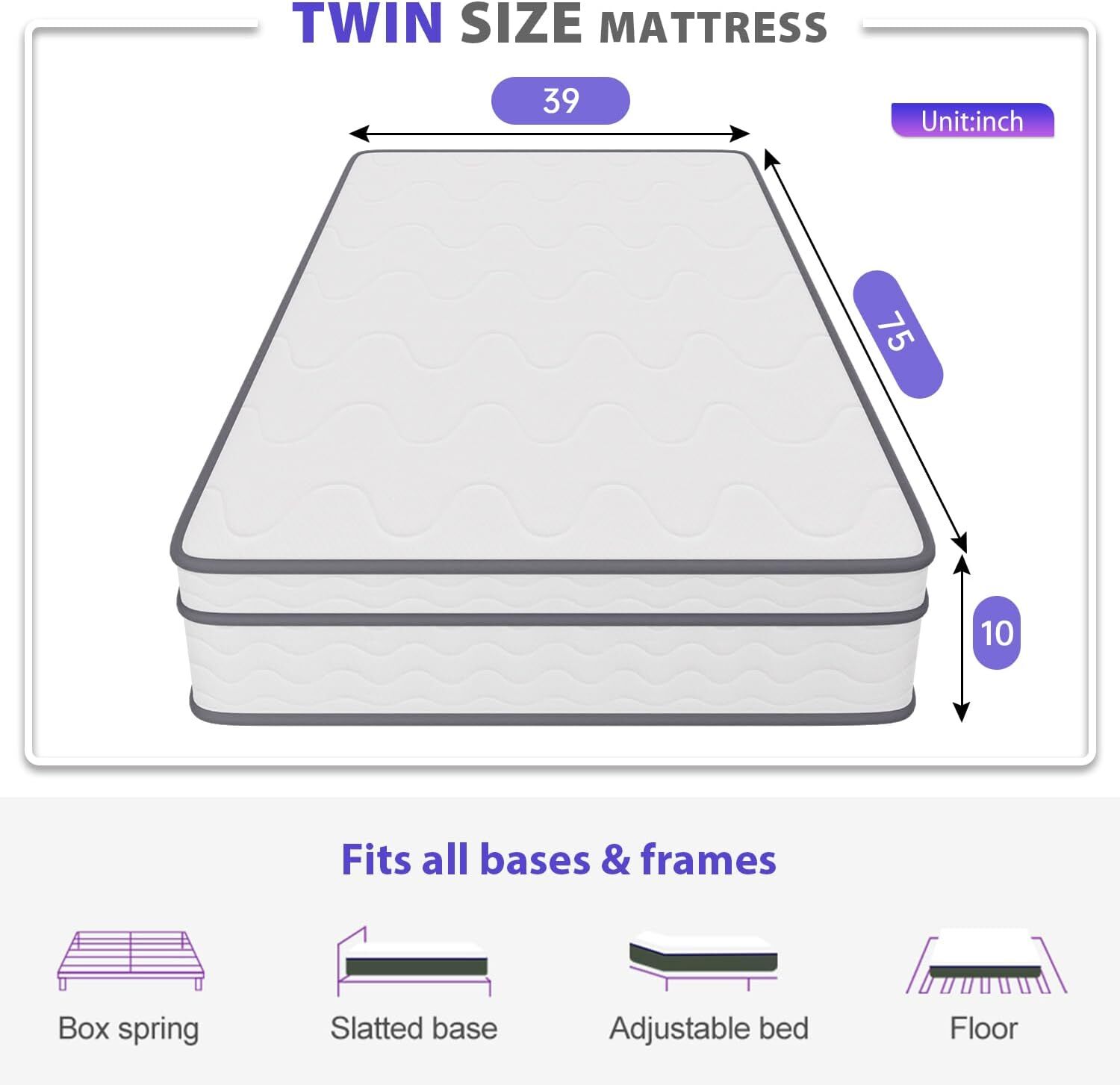 10 Inch Innerspring Mattress Pressure Relief Foam Mattress with Removable Cover