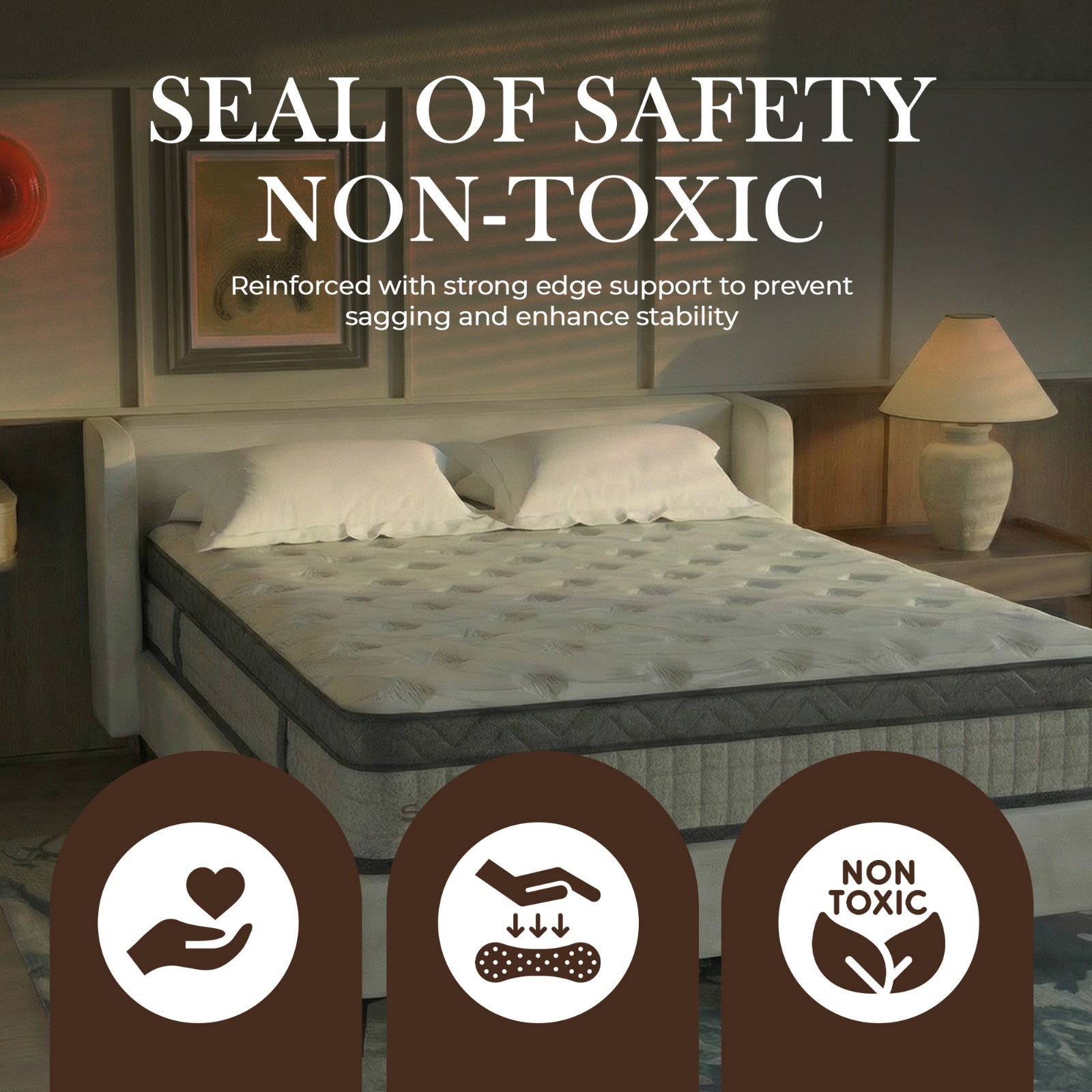 Sayre Sleep Hybrid Mattress 10″ 12″ Medium Firm Memory Foam Coil Support