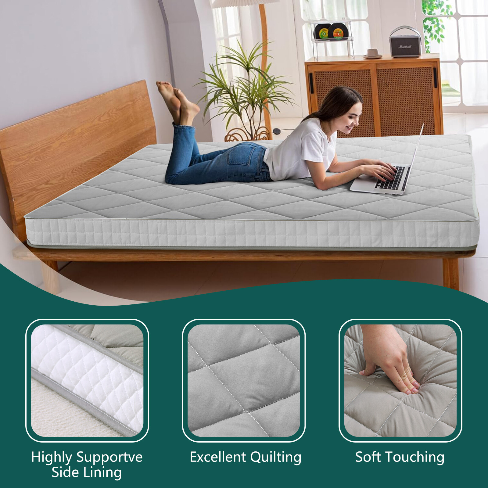 NAIZEA Japanese Floor Mattress Mattress Topper for Back Pain Camp Mattress Mat