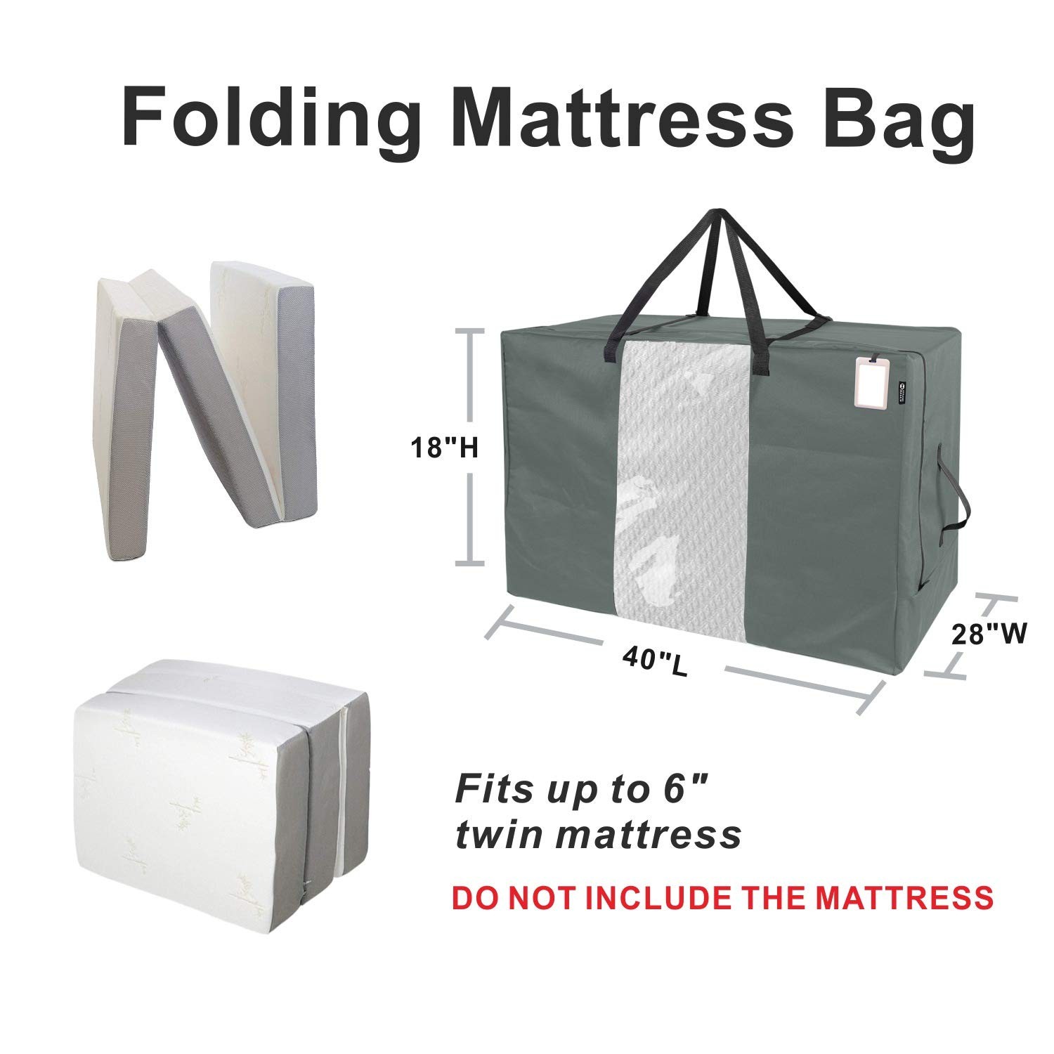 Folding Mattress Storage Bag – Durable Carry Case Fits for Tri-Fold Up to 6 i…