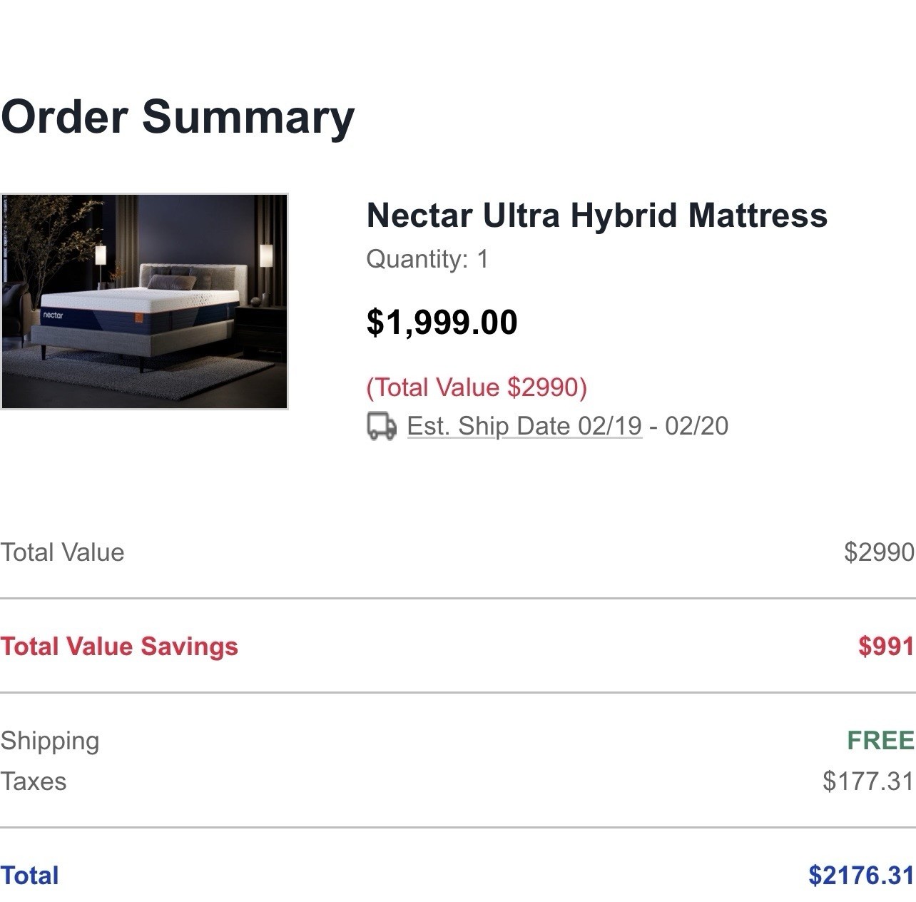 FAST SHIPPING- Nectar Ultra Hybrid 15’’ Full Mattress- New in Box -$2,176 RETAIL
